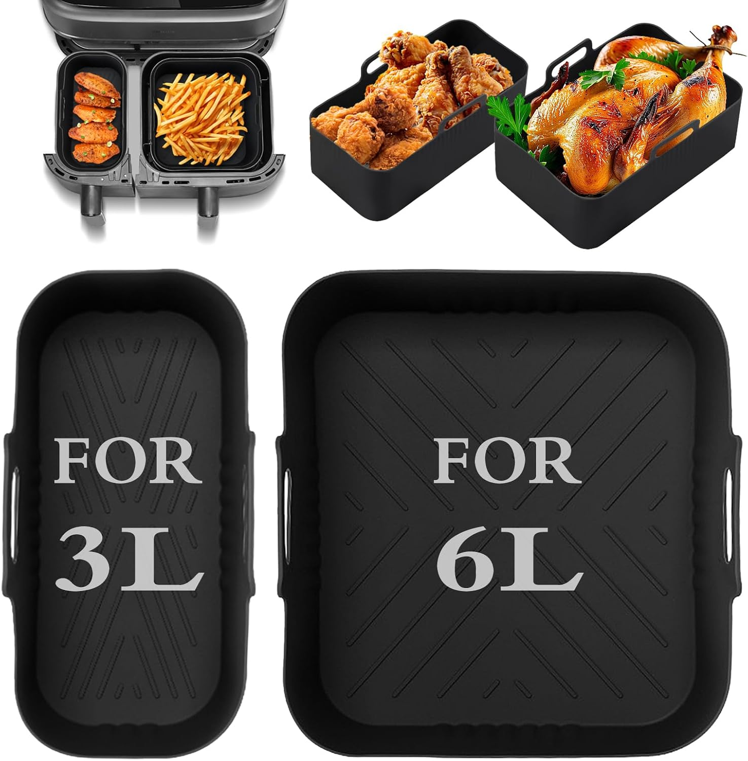 Fiohiros Reusable Silicone Air Fryer Liners for Philips,Silicone Air Fryer Liners Dishwasher Safe, Bpa-Free High Heat Resistant (230&deg;C) with Handles Philips Air Fryer Accessories image number 5