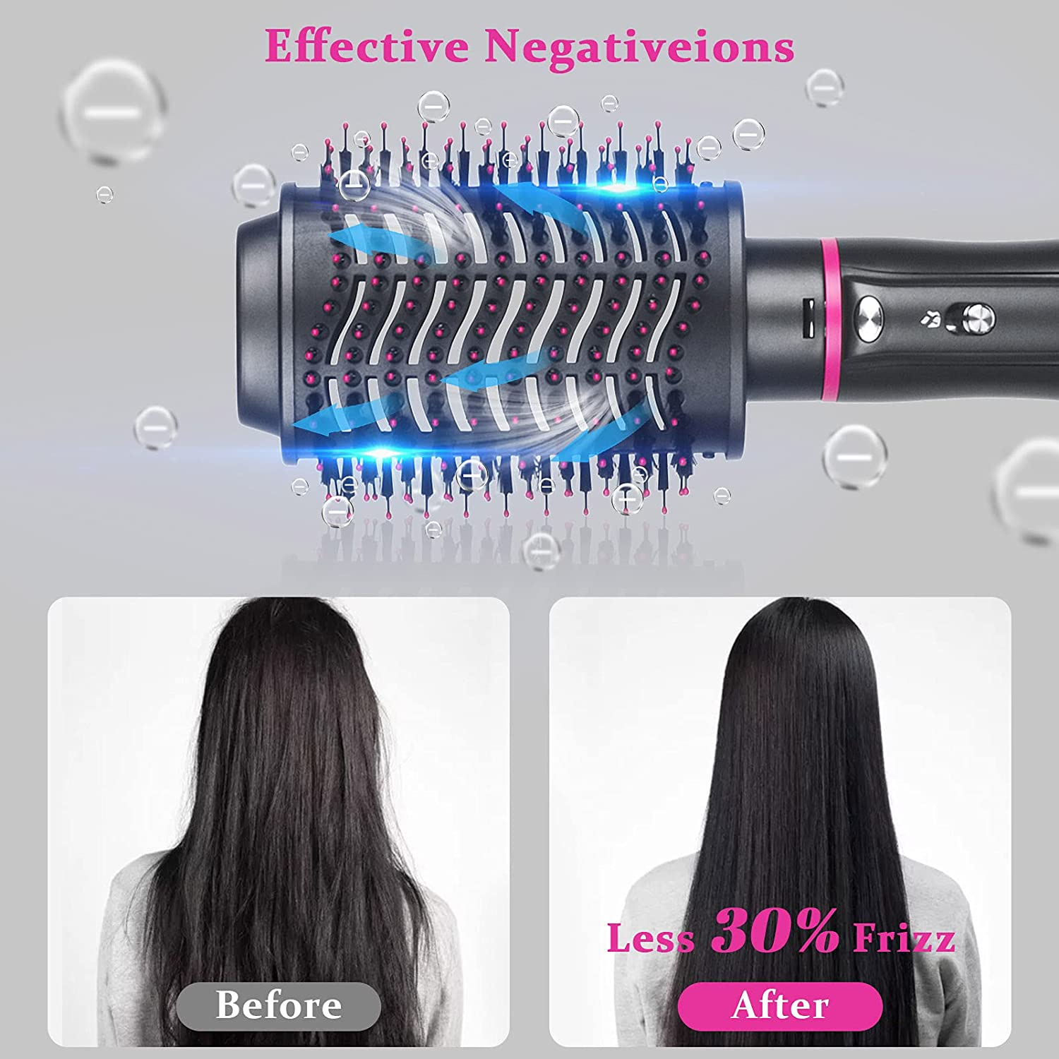 BRONAL Hot Air Brush,One Step 4 in 1 Volumizer Hair Dryer/Hair Curler/Styler Comb/Hair Straightener, Multifunctional Hot Air Brush and Volumizer with 4 Styling Attachments (AU Plag) image number 1