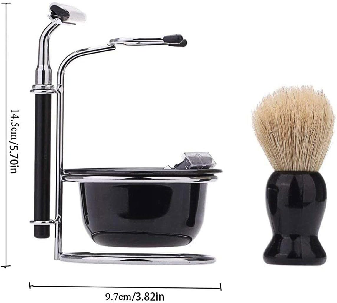 Jade Deals 5PCS Shaving Kit Set - 5.7&times;3.82In Chrome Stand, Safety Manual Razor, Soft Bristle Brush, Shaving Bowl, Men'S Grooming Essentials for Traditional Wet Shave image number 6