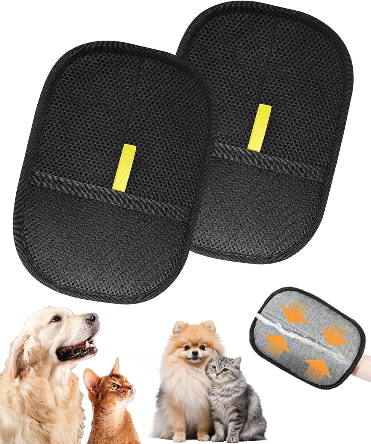 Upgraded Pet Hair Removal Gloves (2 Pack) - Electrostatic Dog & Cat Hair Remover for Furniture, Couch, Car Seats, Laundry - Reusable Grooming & Cleaning Gloves image number 6