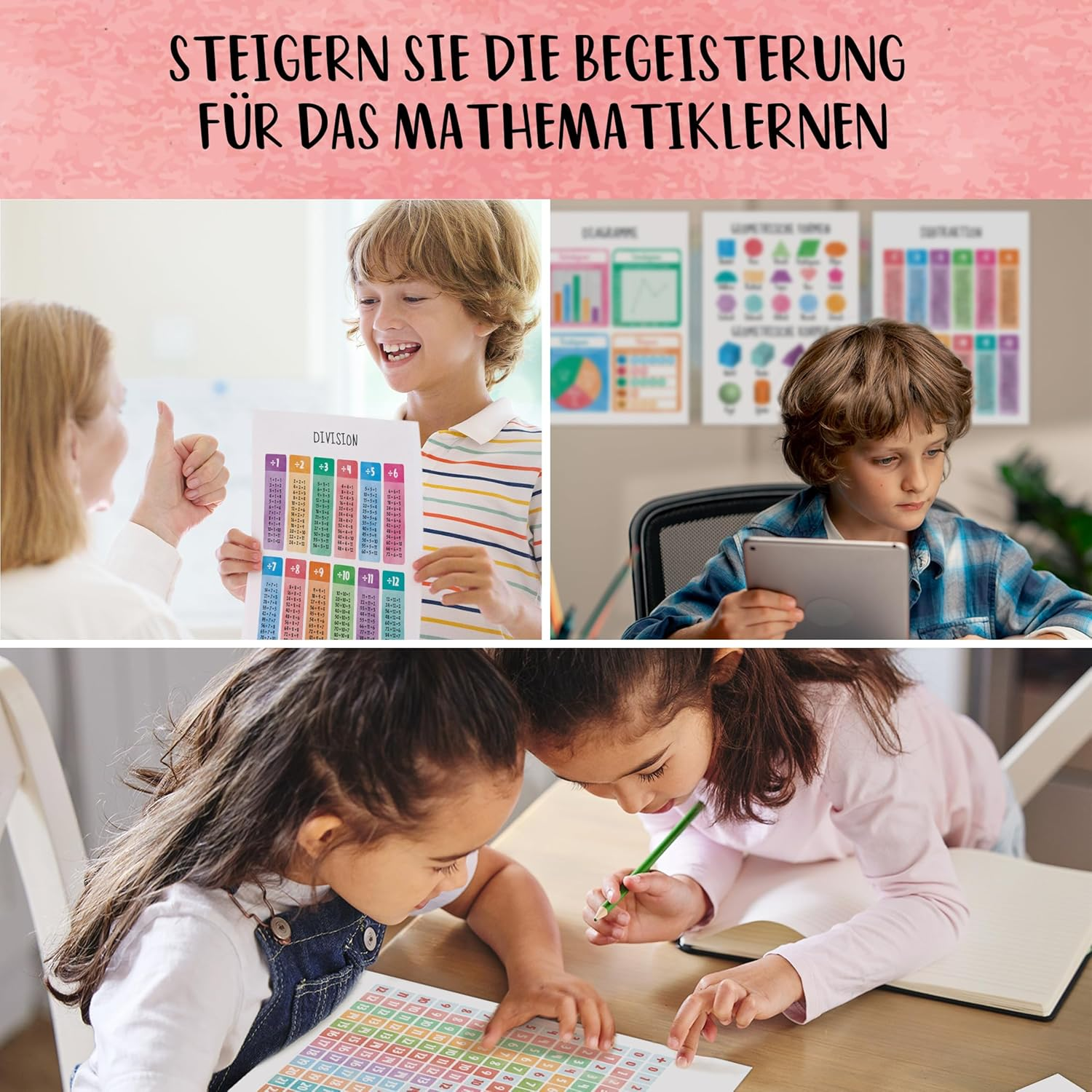 BIROYAL Educational Maths Learning Poster German image number 2