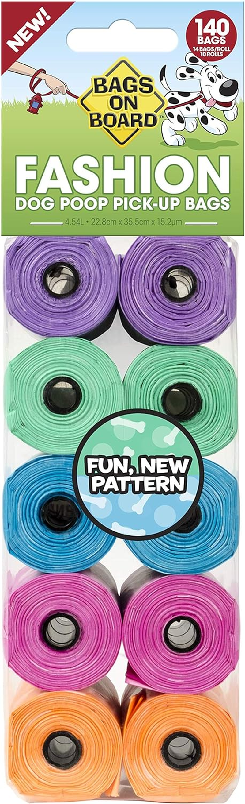 Bags on Board Dog Poop Pickup Bags, Multiple Colors, 140 Bags