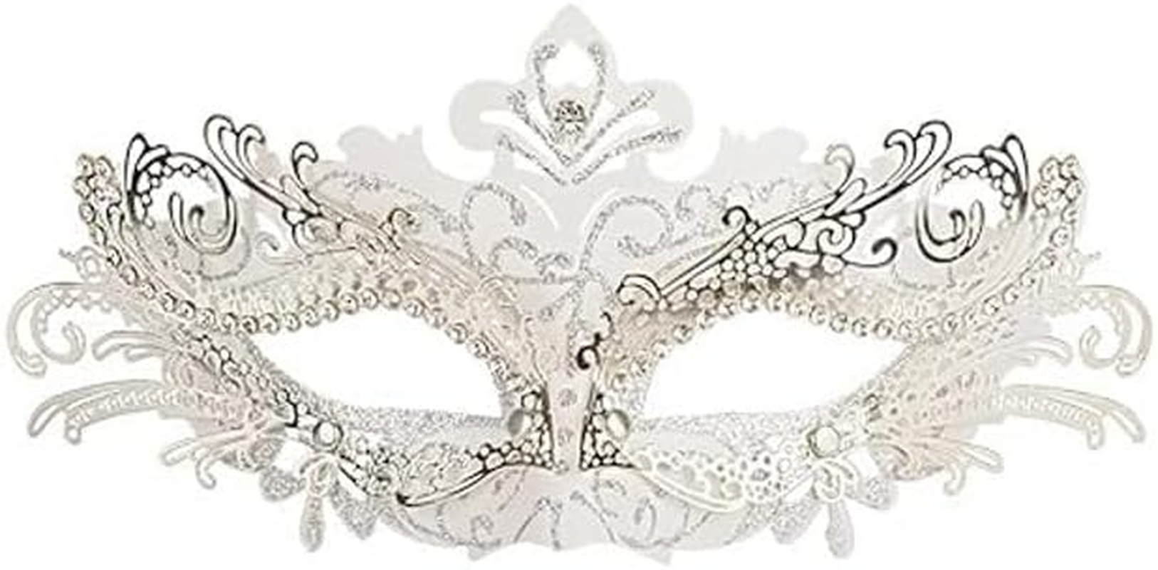 Masquerade Mask for Women: Elegant Venetian-Style, a Standout Masquerade Accessory. This 1-Piece White Mask Suits Mardi Gras, Costume Parties&mdash;Adding Glamour to Any Occasion. image number 2