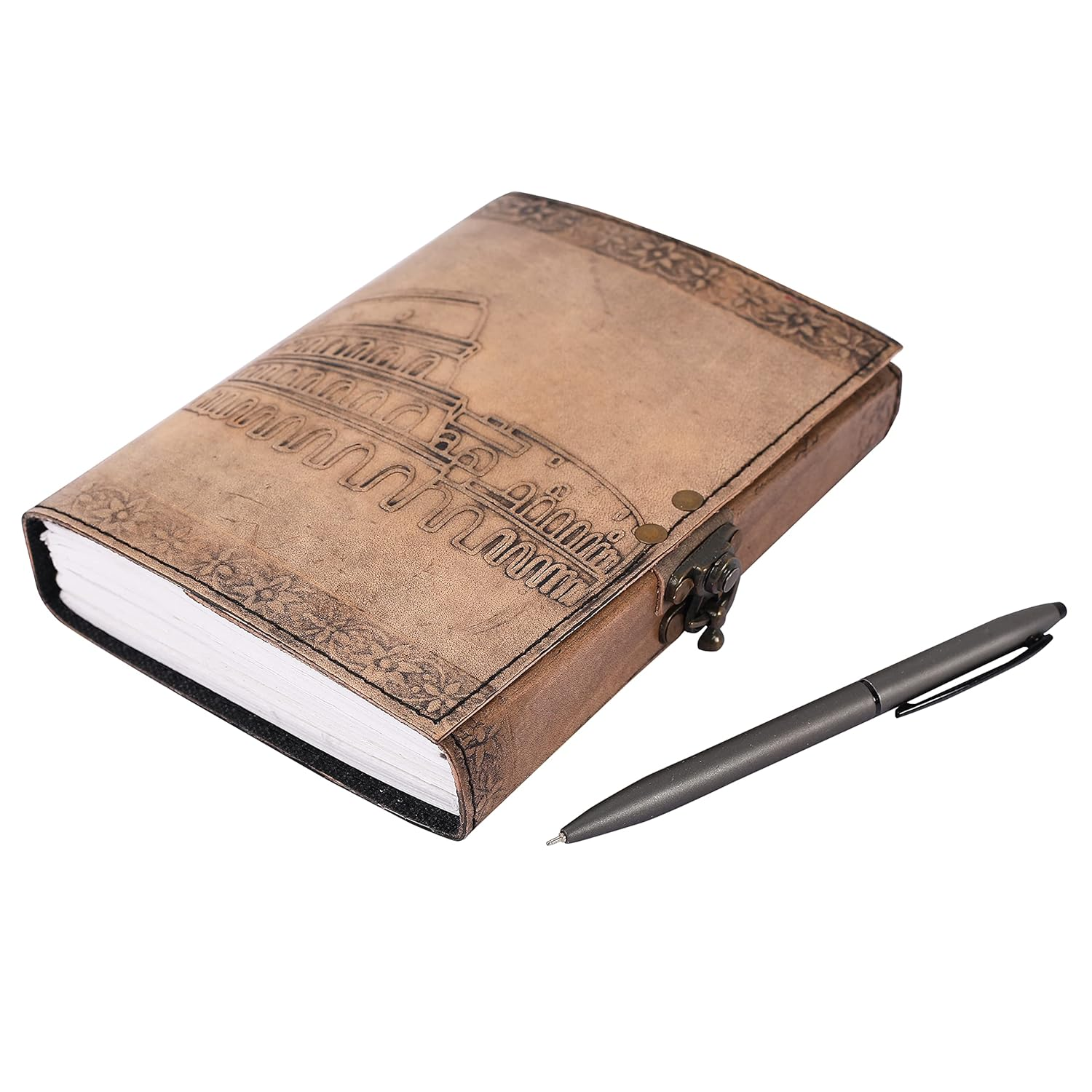 OVERDOSE Colosseum Vintage Leather Journal - Handmade Journal for Students, Office Bound Leather Journal for Men & Women | Sketchbook | Notebook Diary - 5 X 7 Inches | 12 X 17 Cm | A6