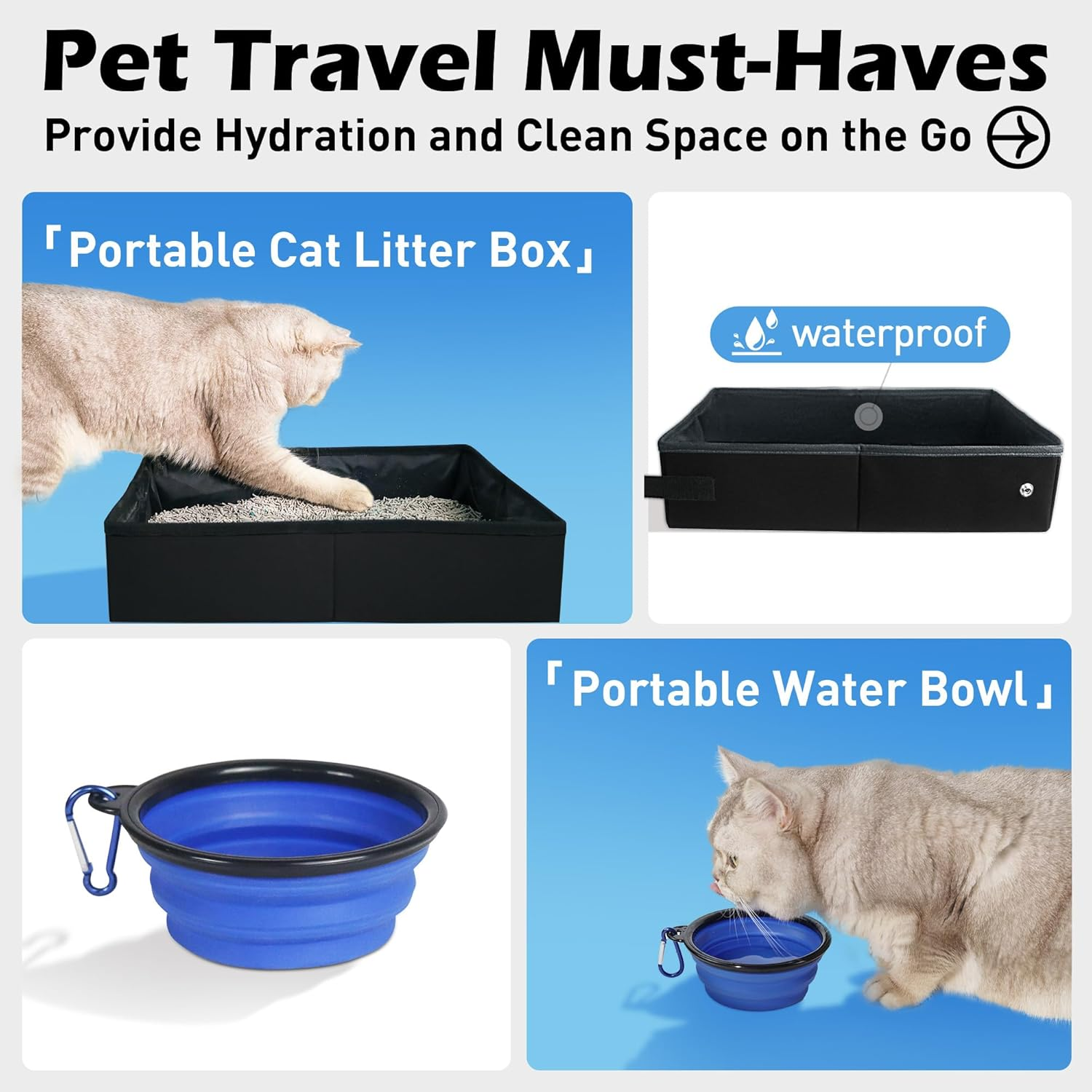 Large Cat Carrier 24"X16.5"X16.5" Soft-Sided Portable Pet Crate for Car Traveling with Collapsible Litter Box and Bowl image number 6