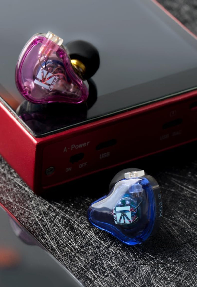 KBEAR in Ear Earphones KBEAR KS2 Wired Headphones,10Mm 1BA+1DD in Ear Monitors,With Detachable Cable,Hifi Bass Earbuds Noise-Isolating Headset for Audiophile Musician (No Mic, Blue Purple)