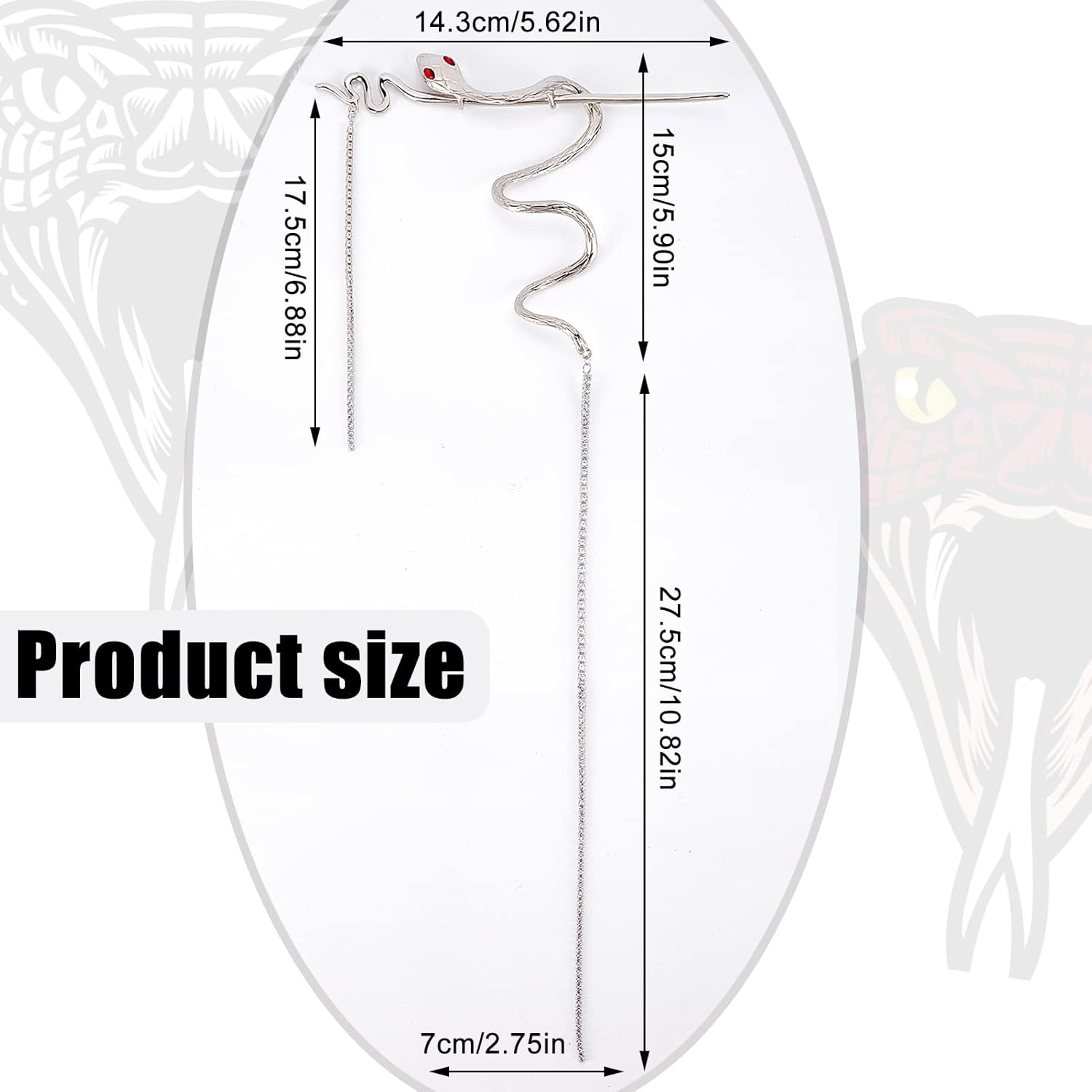 NICENEEDED Snake Hair Sticks Hair Sticks Tassels Metal Distortion Vintage Punk Hair Pin Retro Silver Hair Clip Hair Pin Headpiece Hair Accessories for Long Hair Women Girls image number 2