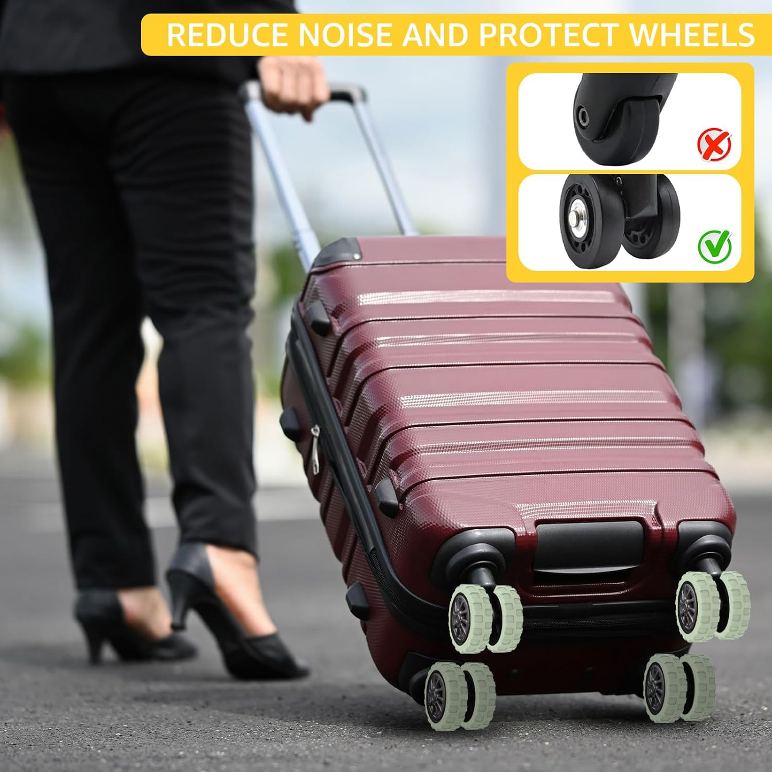 24Pcs Luggage Wheel Cover Silicone Suitcase Wheel Covers Reduce Noise Luggage Wheel Protector Covers Non-Slip Luggage Wheels Protective Covers Anti-Scratch Luggage Wheel Cover Protector for Suitcases image number 4