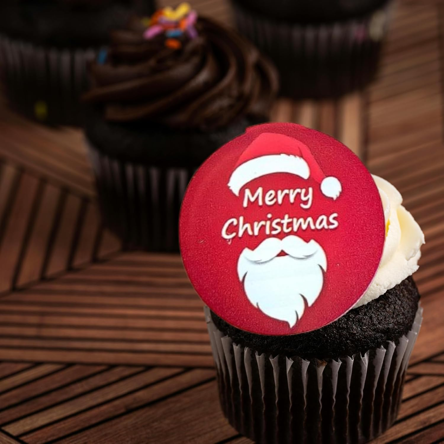 3 LITTLE DESSERTS UV Printed Acrylic Cupcake Toppers - Christmas Bauble Edition - Pack of 6 image number 2