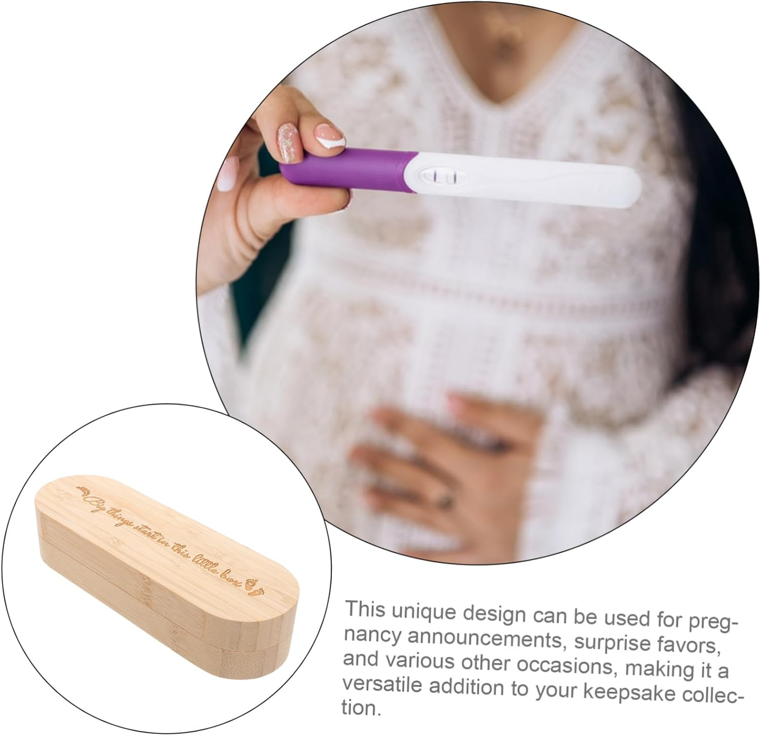 Didiseaon Wooden Pregnancy Test Box Reveal Surprise Keepsake for Grandparents Announcement Present Box Pregnancy Test Holder image number 1