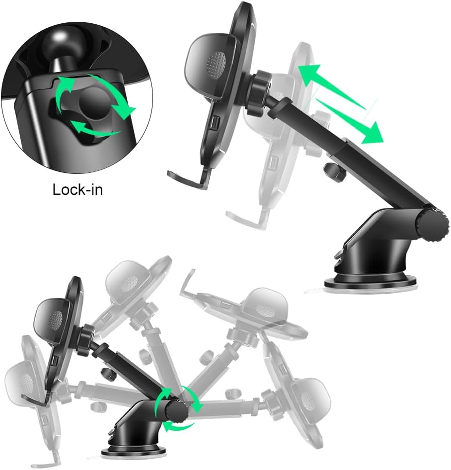 Car Phone Holder, Car Phone Mount for Dashboard & Air Vent & Windshield & Desk, 360&deg; Universal Car Mobile Phone Stand for Iphone 16 15 Pro Max 14 13 12 11 XS Samsung Google Huawei & All Smartphones