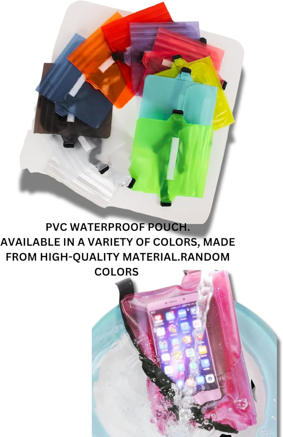 PVC Waterproof Pouch, Variety of Colours, High-Quality Material, Random Colours image number 1