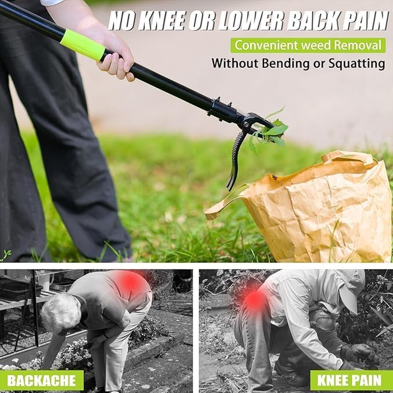 1.2M Weed Puller with 4-Claw Steel Head, Long Handle Weed Remover Hand Weeder Tool, 3 Lengths of Adjustable Garden Weeding Tools for Lawn Garden, Manual Weeding Tool without Bending or Kneeling (1.2M) image number 1