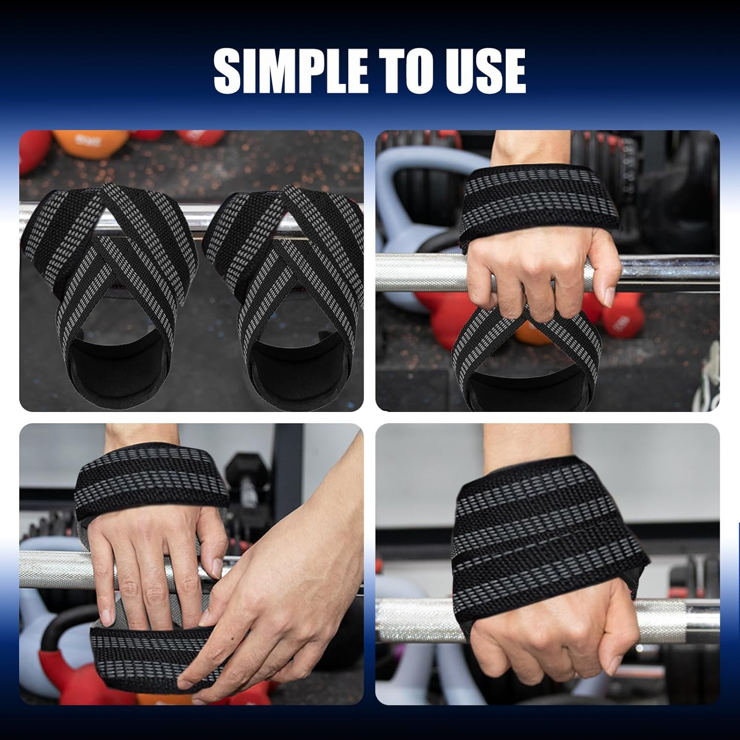 Figure 8 Lifting Straps for Deadlift & Weightlifting, Prevent Grip Slip Gym Wrist Belt with Cotton Ribbon Sponge Pad for Men and Women, Extra Grip Fits Shrugs Weight Lifting Cross Training image number 1