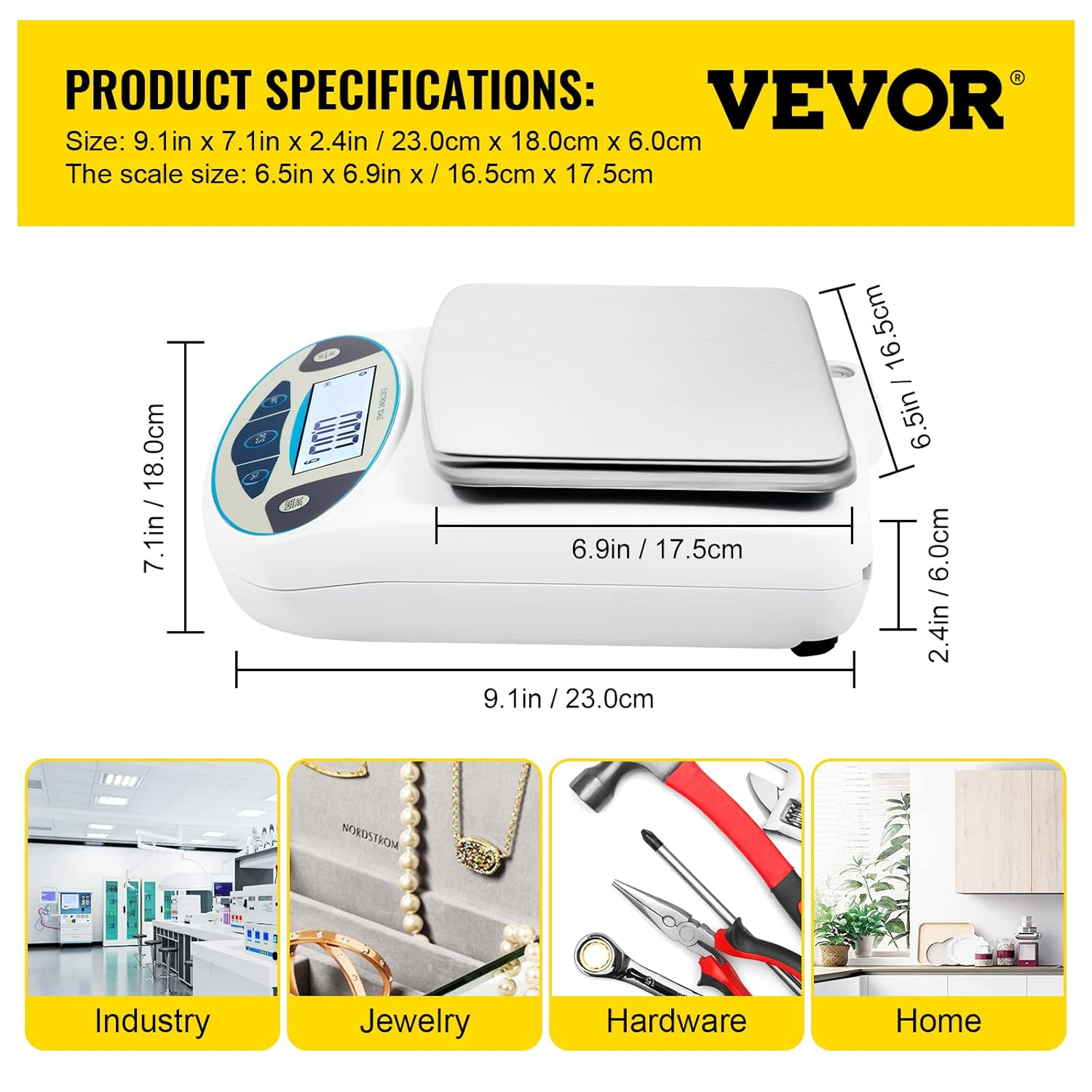 VEVOR Lab Analytical Balance Digital Precision Scale 5000Gx0.01G High Precision