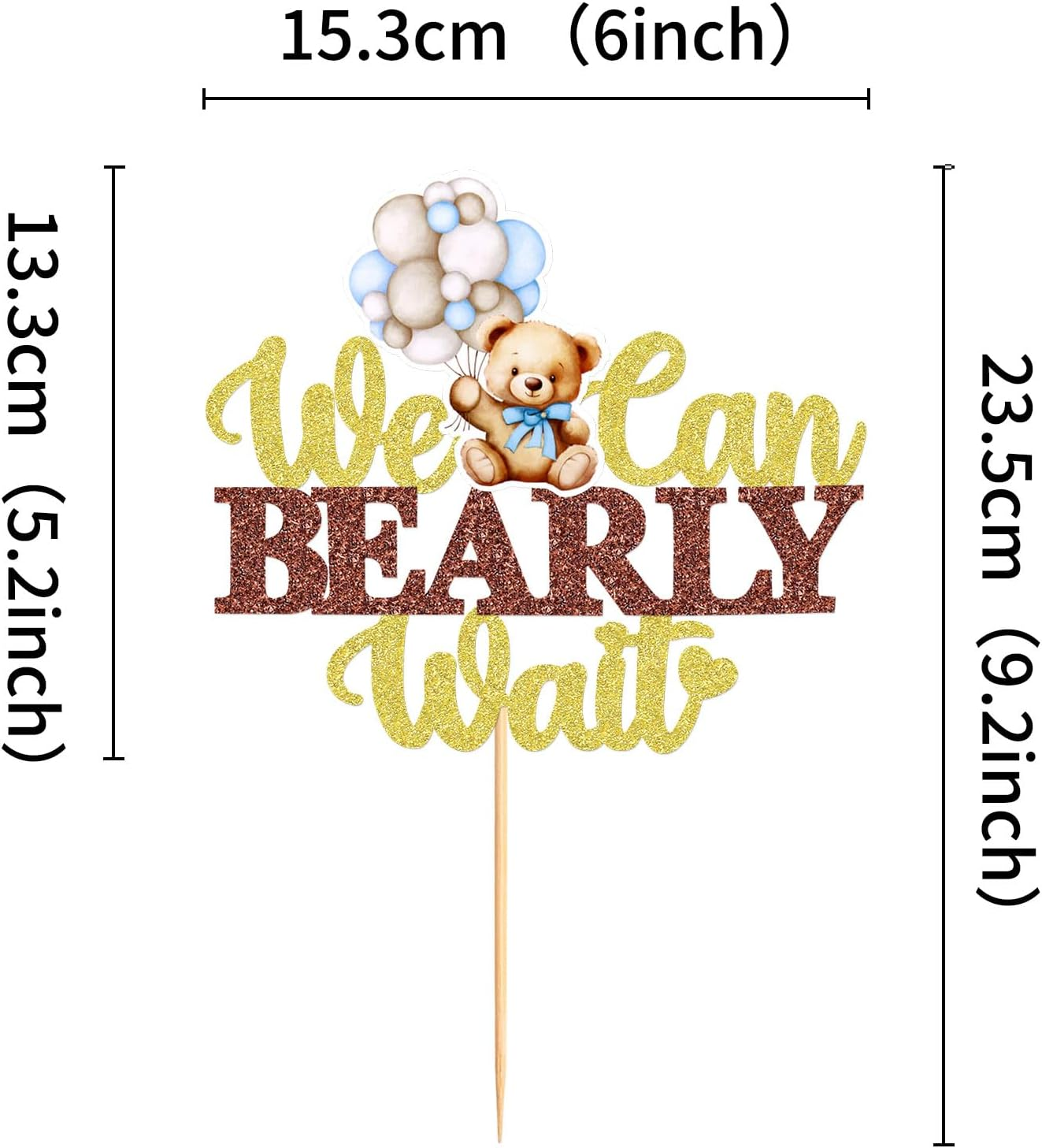 1 PCS We Can Bearly Wait Cake Toppers Selected Baby Shower Cake Decoration Gender Disclosure Theme Baby Shower Children'S Birthday Party Cake Decoration Supplies Blue Bear image number 5
