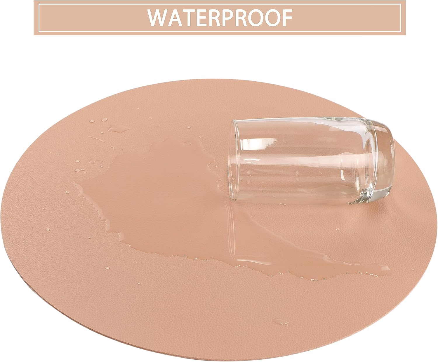 Wipeable Placemats and Coasters Leather Table Mats Waterproof Heat-Resistant Easy to Clean for Dining Table Set Kitchen Table Set of 6, Peach image number 3