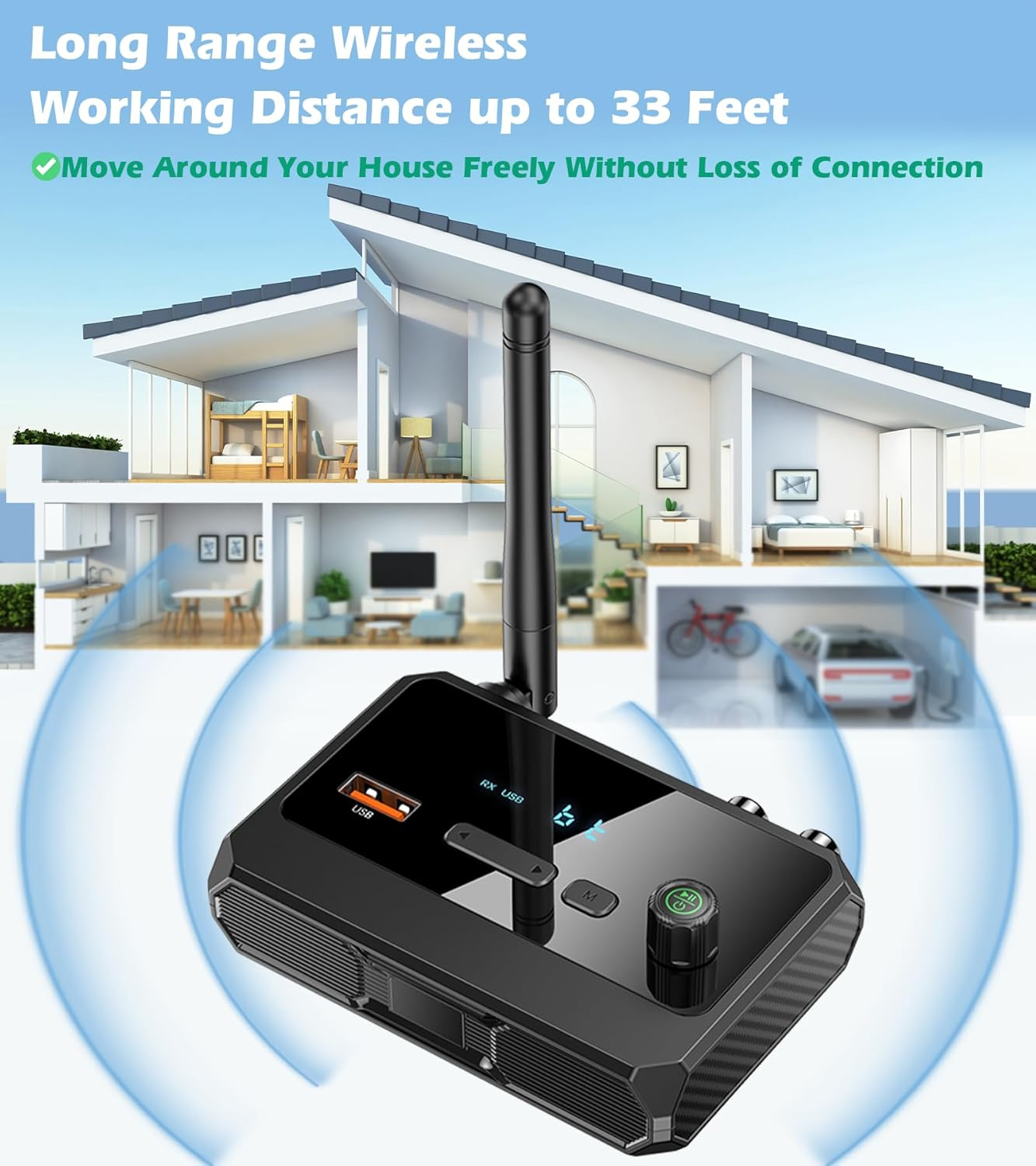 KAIY Bluetooth 5.3 Receiver for Home Stereo, Low Latency & HD Music Audio Bluetooth to RCA Adapter for Stereo/Speakers/Wired Speakers/Home Music Streaming Stereo System, Support Optical AUX 3.5Mm image number 3