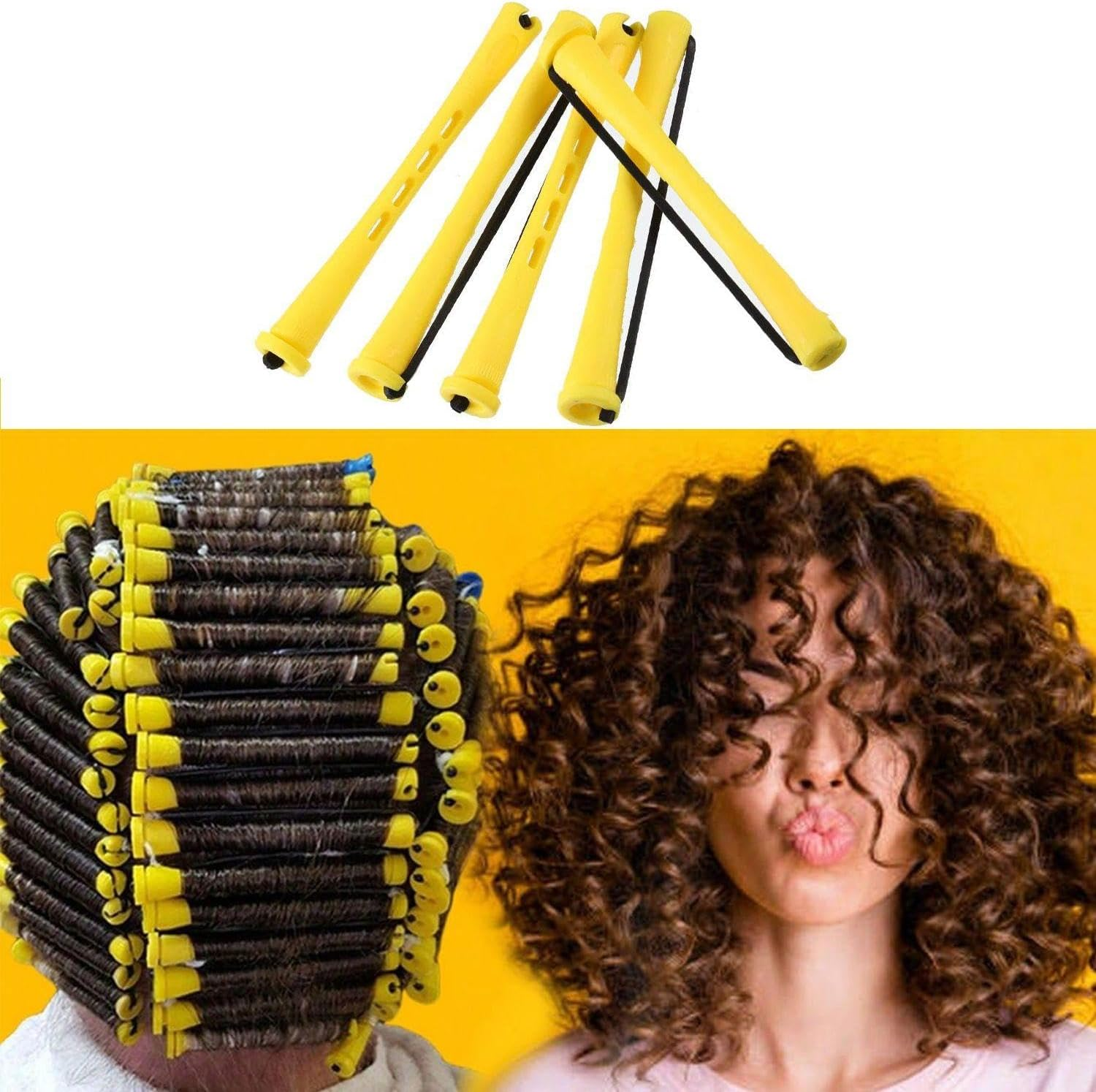 Pack of 40 Curling Irons, 1 Yellow Comb, 1 Storage Bag, Curling Iron, Fluffy Curling Comb, Perm Roller, Giant Flexible Wand image number 2