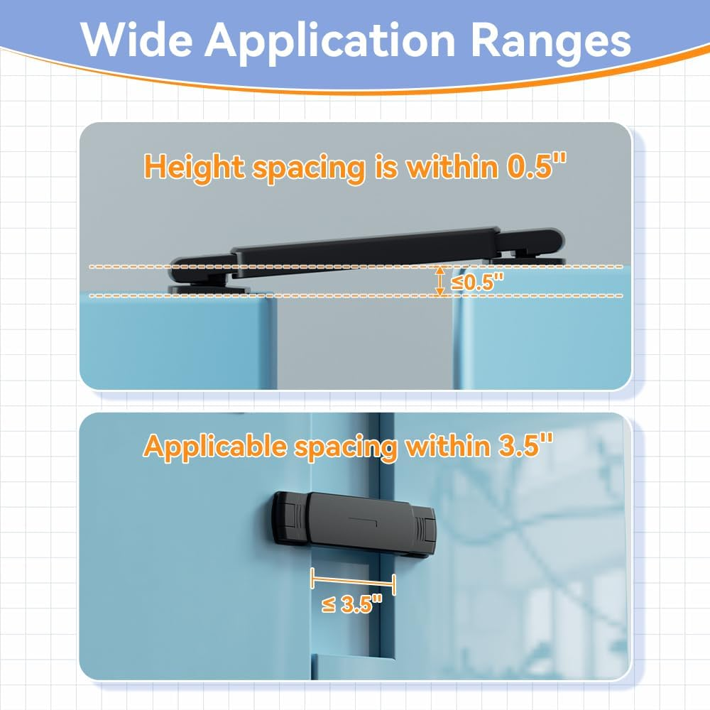 SAFELON 2 PCS Upgraded Baby Safety French Fridge Door Lock, Childproof Double Door Refrigerator Lock, Cabinet Cupboard Lock for Toddlers & Kids (Black) - Black image number 4