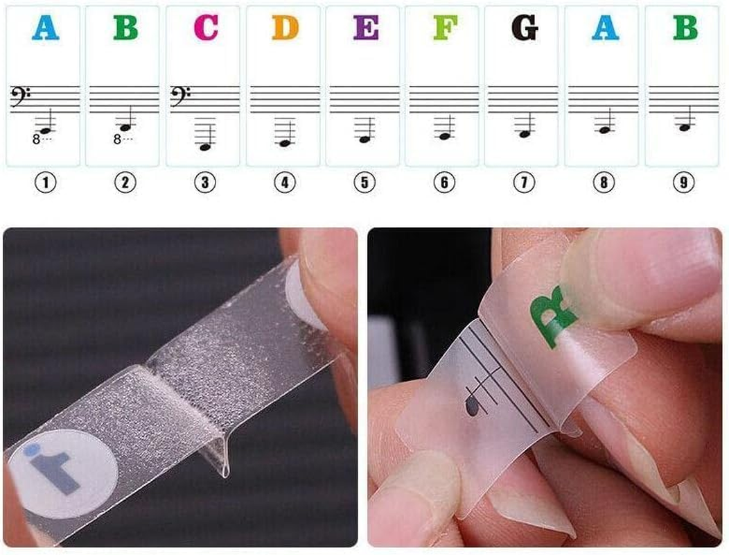 Piano Keyboard Stickers for 88/61/ 54/49 Key,Piano Notes Guide for Beginner,Piano Key Sticker Removable,Removable Piano Keyboard Note Labels for Learning,No Need Stickers Reusable image number 6