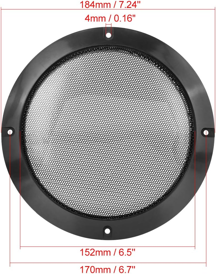 X AUTOHAUX 2Pcs 6.5 Inch Metal Glossy Audio Speaker Cover Mesh Subwoofer Grill Horn Guard Decorative Circle Grille Protector Black image number 1
