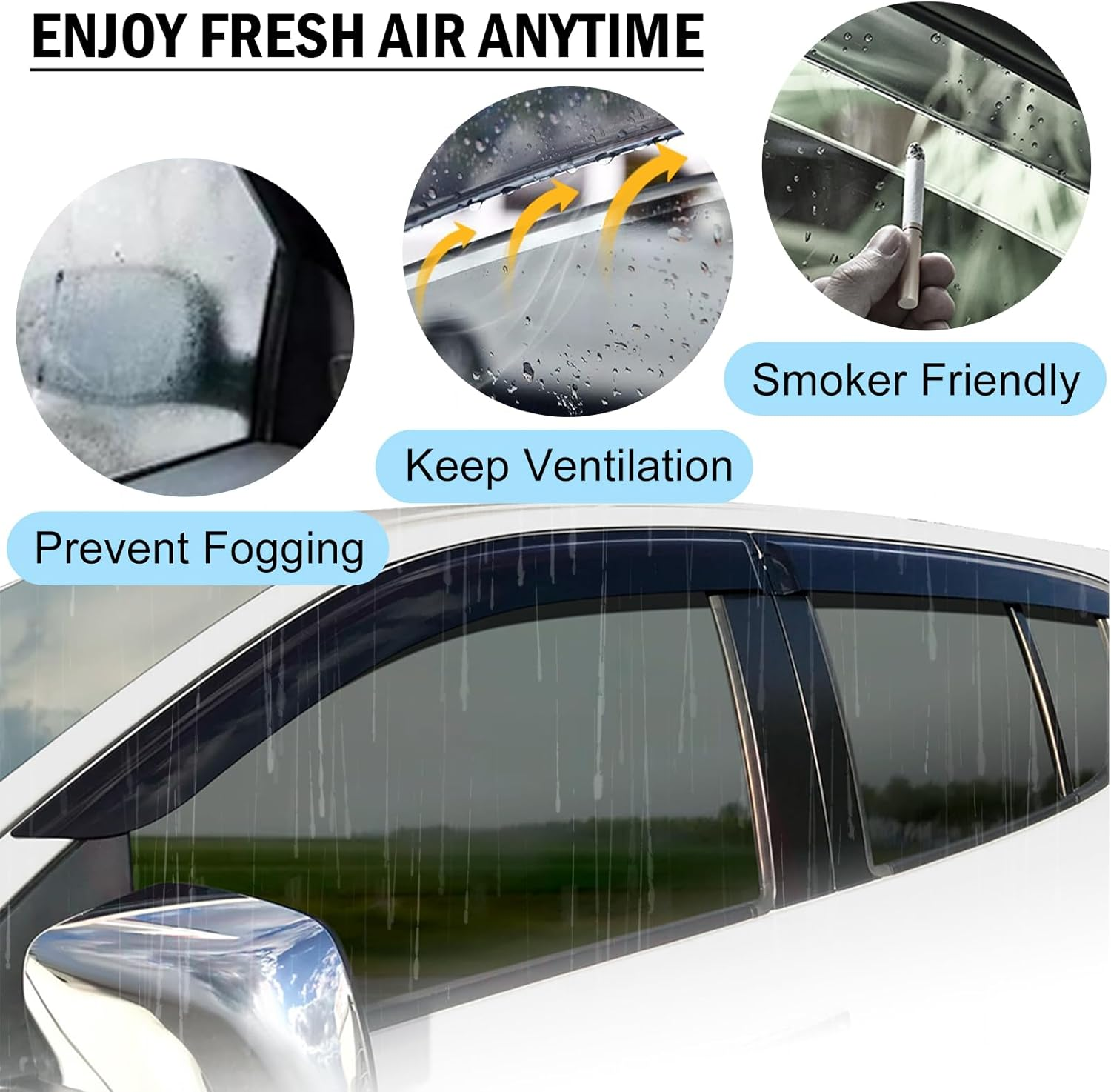 SUERAUTO4X4 Weather Shields for Isuzu MU-X MUX Accessories 2013-2021, Weathershields Car Wind Deflectors Window Visors Rain Guard Exterior Injection Tinted Black, 4Pcs/Set image number 2