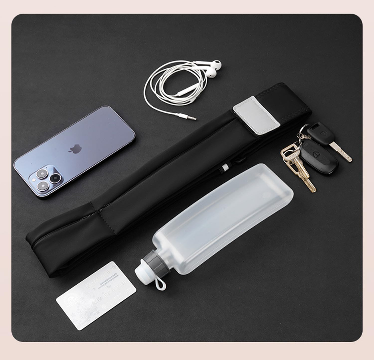 Bokmaton Slim Running Belt, 3-Pocket Adjustable Waist Bags, Waterproof Slim Fanny Pack for Men and Women, Holds All Iphone Models image number 2