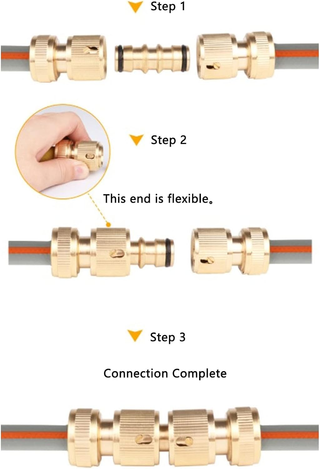 2Pcs Brass Pipe Fitting Male to Male Quick Connect Hose Joint Connector 1/2In with Secure Leak Proof Design for Car Washing Water Pipe Connection image number 5
