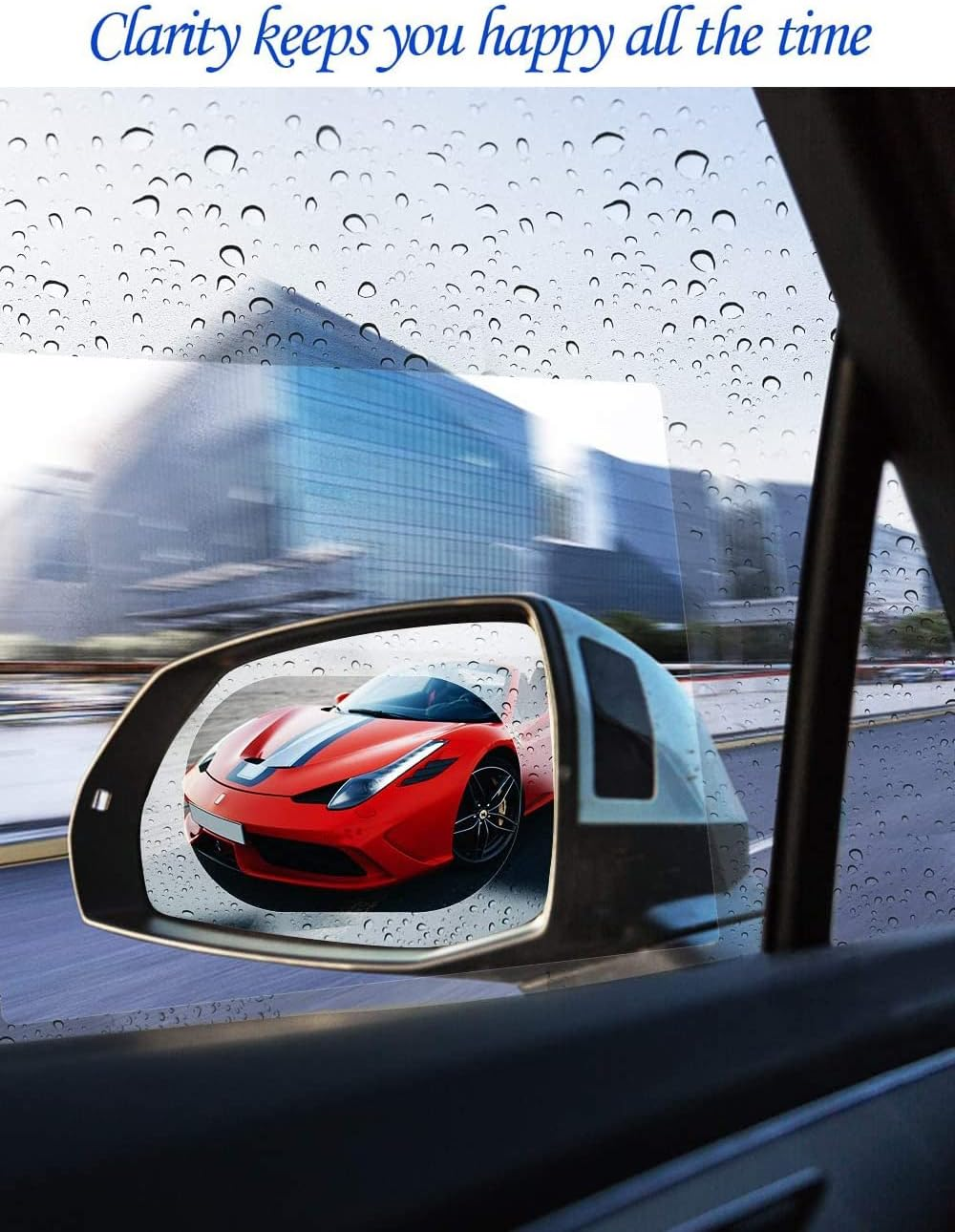 12PCS Universal Car Rearview Mirror Protective Film Sticker + Clean Accessories, Car Rearview Mirror Anti-Fog Rainproof Film Set, Anti-Scratch Clear Nano Coated Protective Sticker (6+6) image number 1