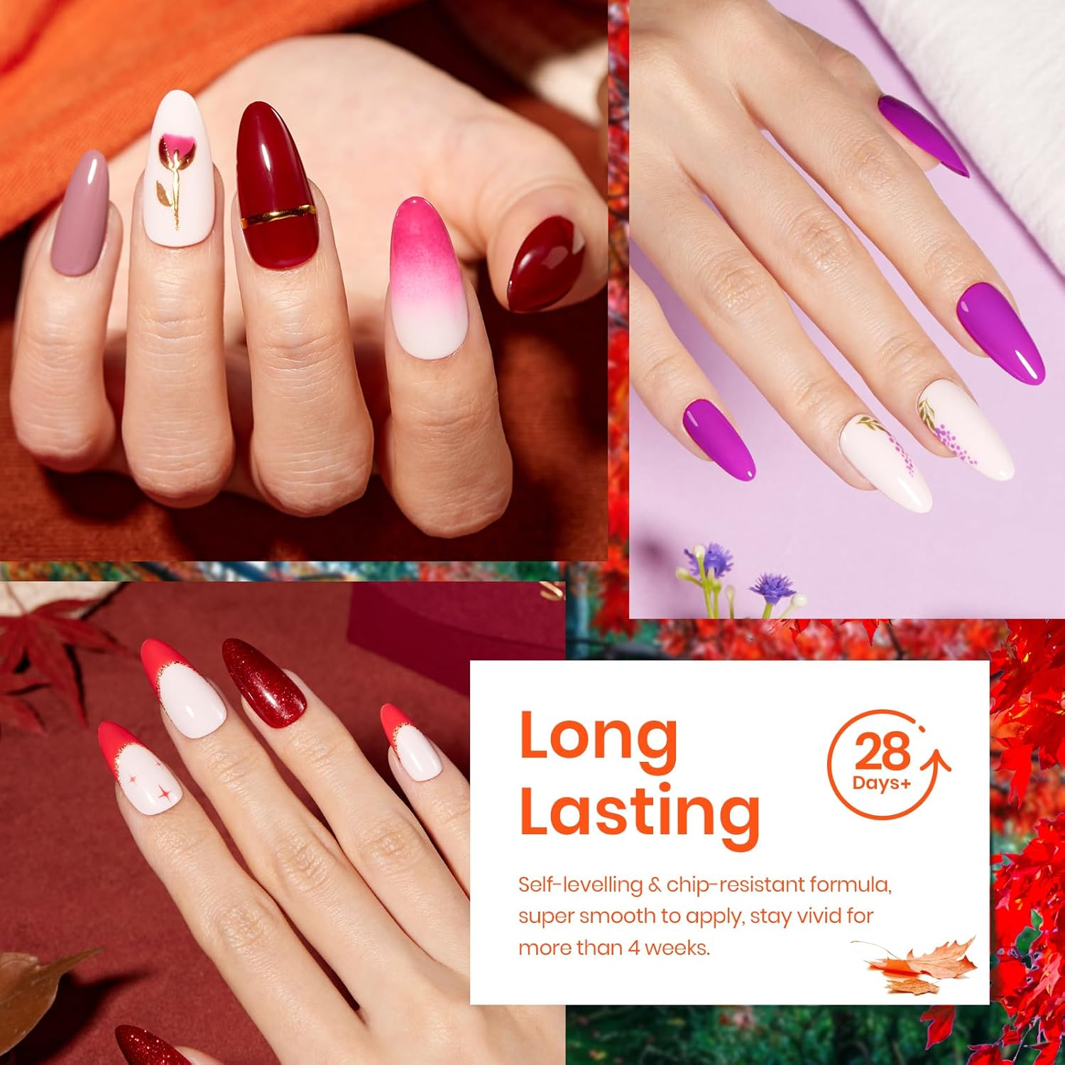 Beetles Gel Polish Gel Nail Polish Kit,23 Pcs Blue Pink Green Brown Purple Nail Polish Gel Polish Set DIY Home Women image number 3