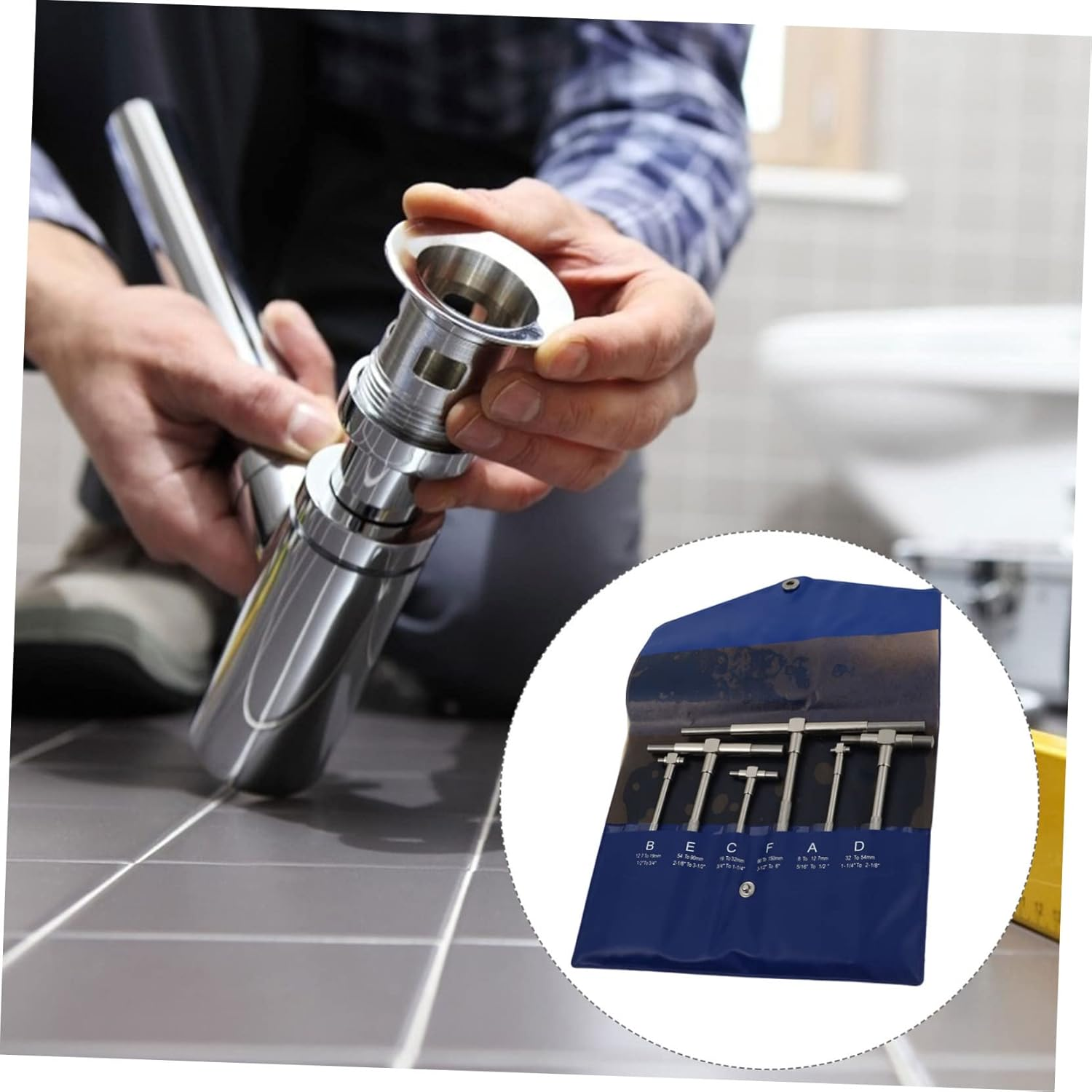 CHILDWEET 6Pcs Stainless Steel Telescopic Bore Gauge Set 8-150Mm High Precision Hole Gauge Kit Pouch for Accurate Internal Diameter Measurement image number 4