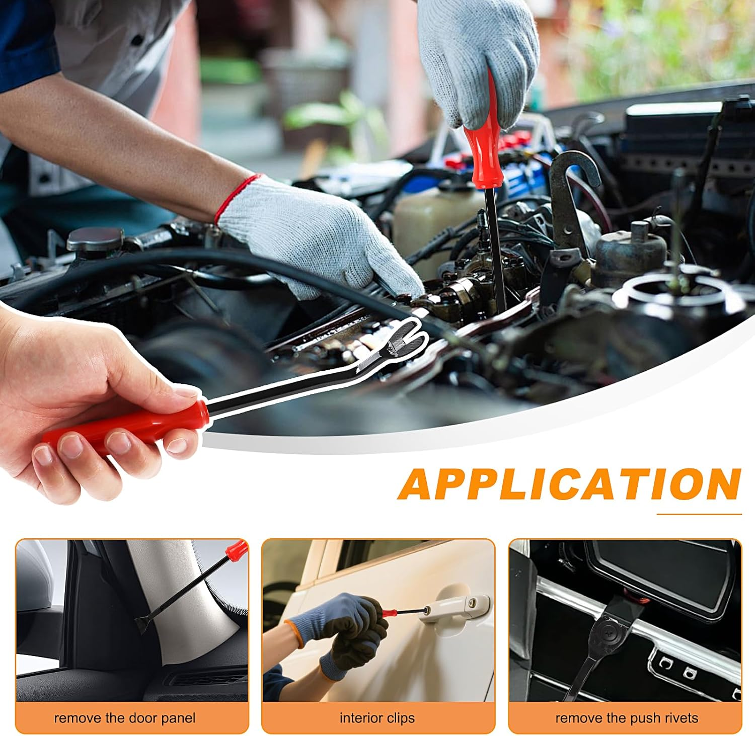 100 Piece Push in Bumper Repair Kit, Universal Car Trim Clips with 5 Removal Tools, Expansion Screws Replacement Kit image number 5