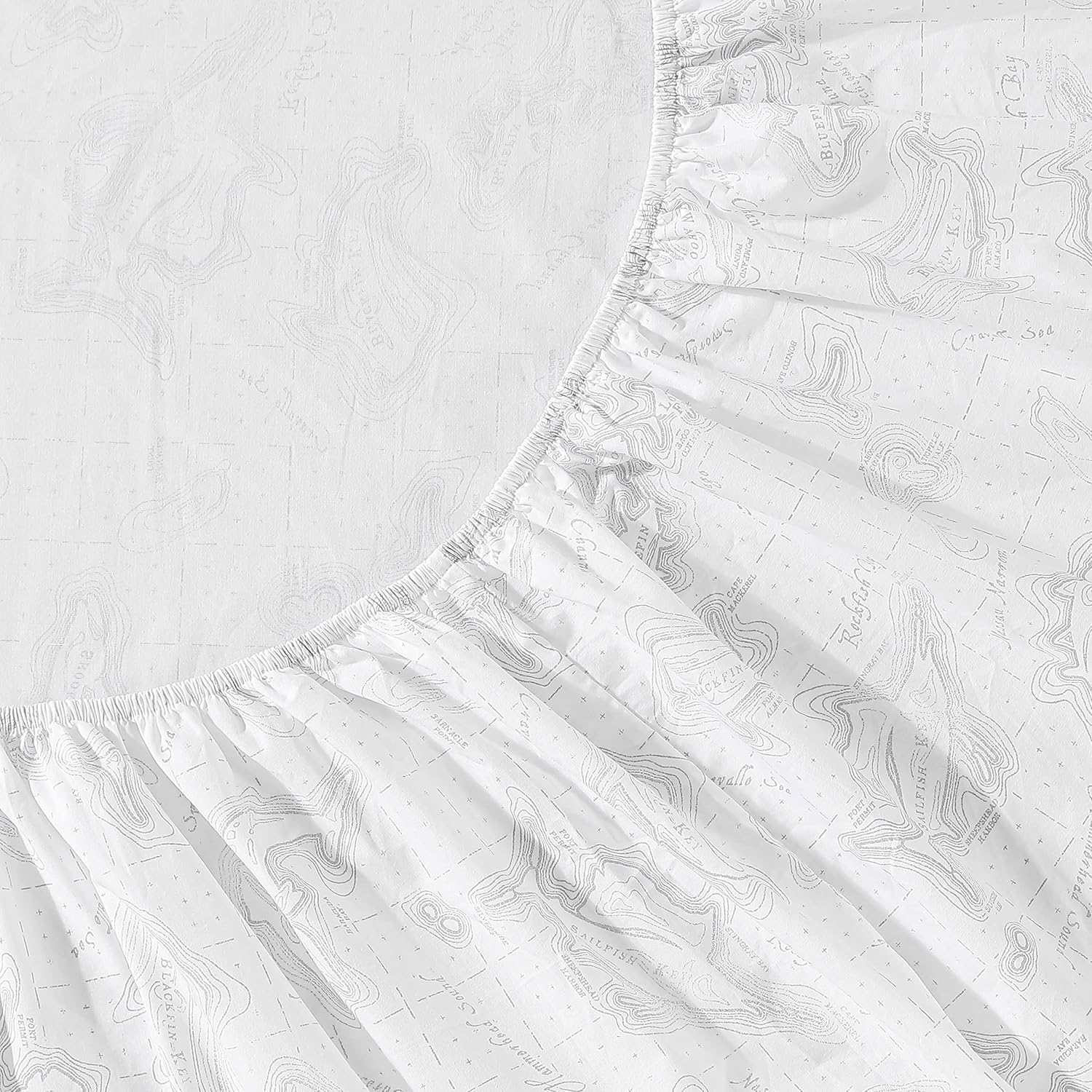 Eddie Bauer Home Sheets Cotton Percale Bedding Set, Crisp & Cool, Stylish Home Decor, Full, Fish ATOL White/Grey image number 2