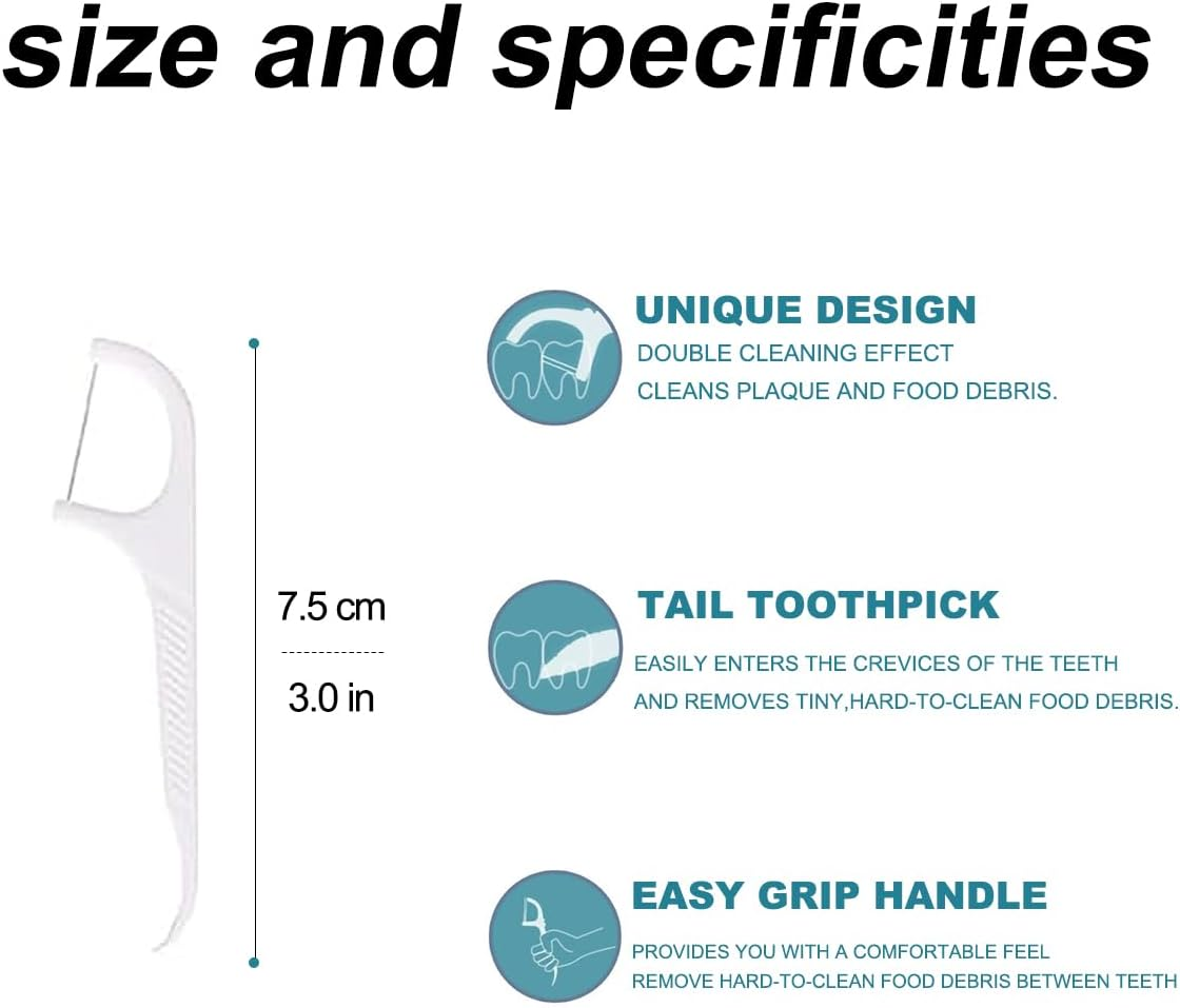 4 Pcs Dental Floss Portable Case with 256 Pcs Floss Sticks for Adults Kids Teeth Cleaning,Zanzer Teeth Clean Dental Flossers Picks Organizer,Toothpicks Floss for Family Travel (White*4)