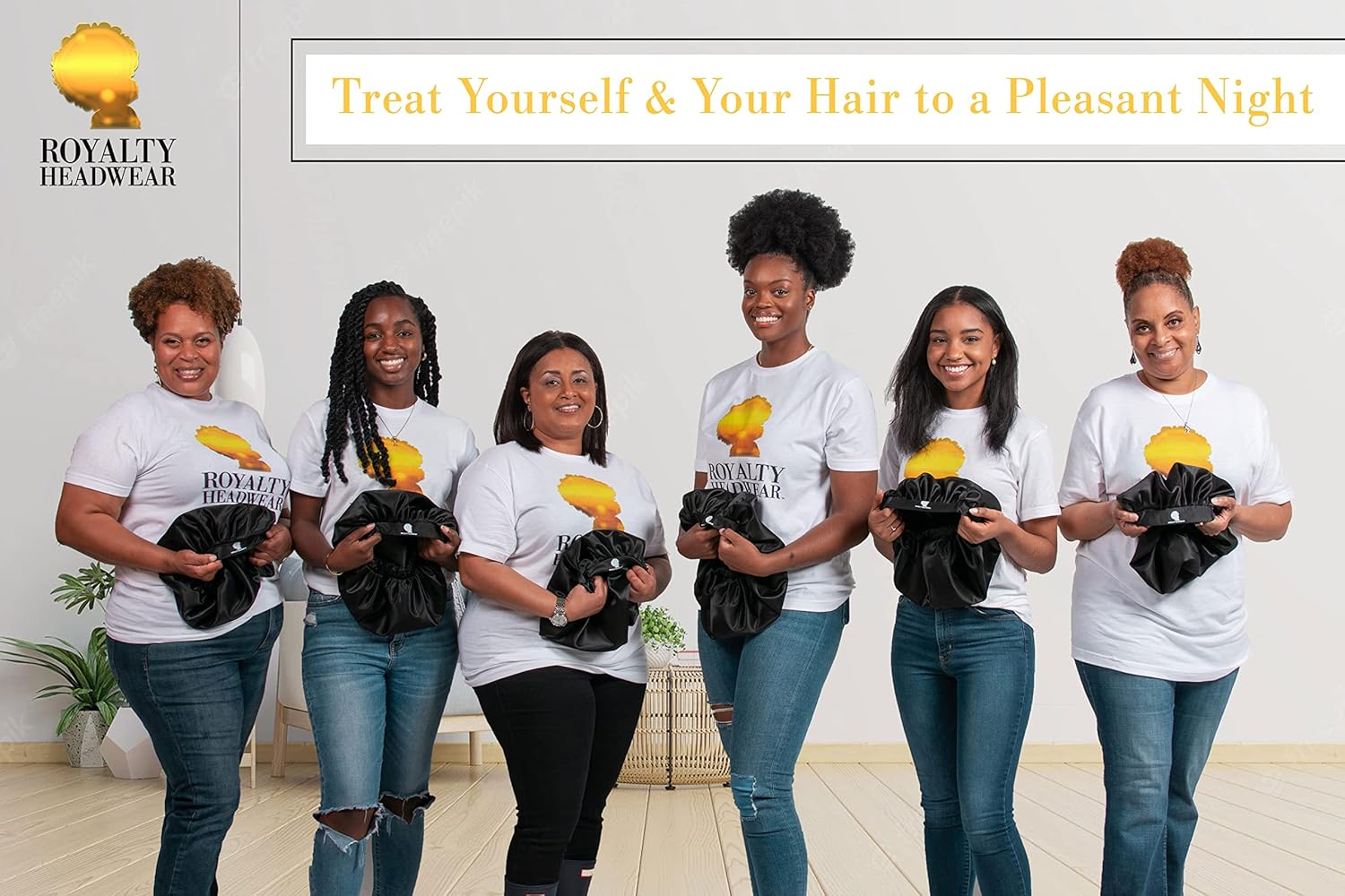 Royalty Headwear Silk Satin Bonnet for Women - Jumbo Extra Secure Non-Slip Satin Hair Bonnet for Sleeping, Bath - Black image number 6