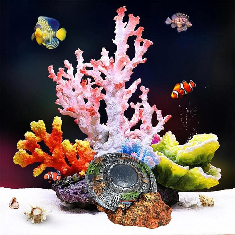AIMALL UFO Wreckage Aquarium Ornament, Sci-Fi Portal Resin Craft, Space-Time Themed Fish Tank Decoration, 5.9X4.7 Inches image number 3