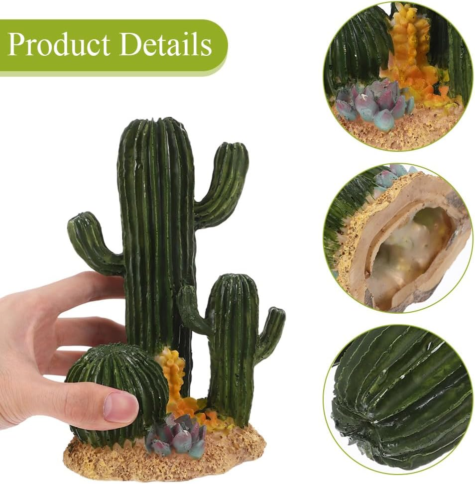 Artificial Cactus Statue/Simulated Cactus Ornament,Plants Terrarium Decoration & Desert Decor,Reptile Box Decoration for Reptile Animal Enclosures image number 4