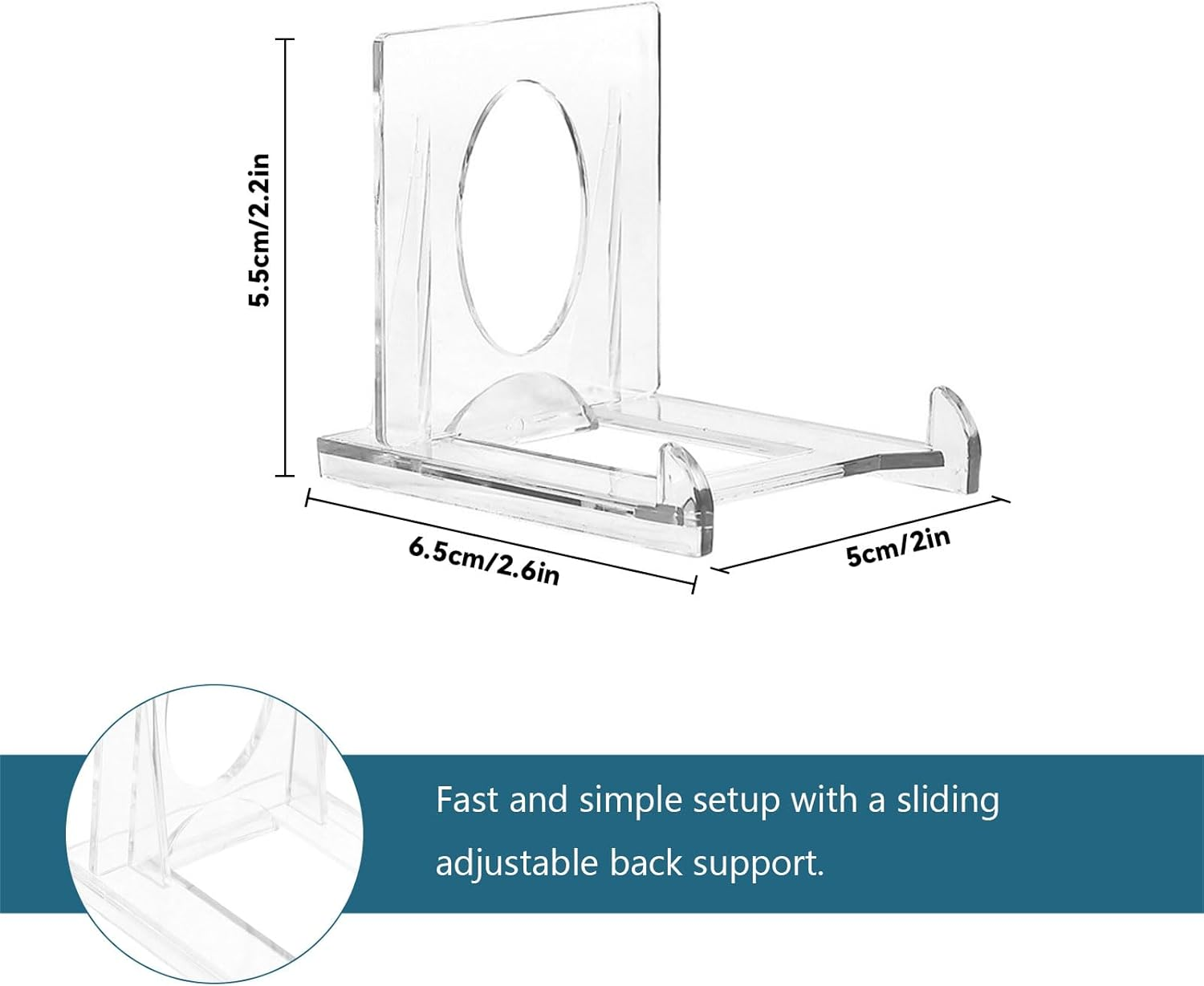 Trading Card Display Stand 25 Pack Card Stands for Sports Cards &ndash; Clear Acrylic Trading Card Stands for Top Loaders, Magnetic Holders, Screwdowns Baseball Sports Card Holder Stand Graded Card Display image number 2