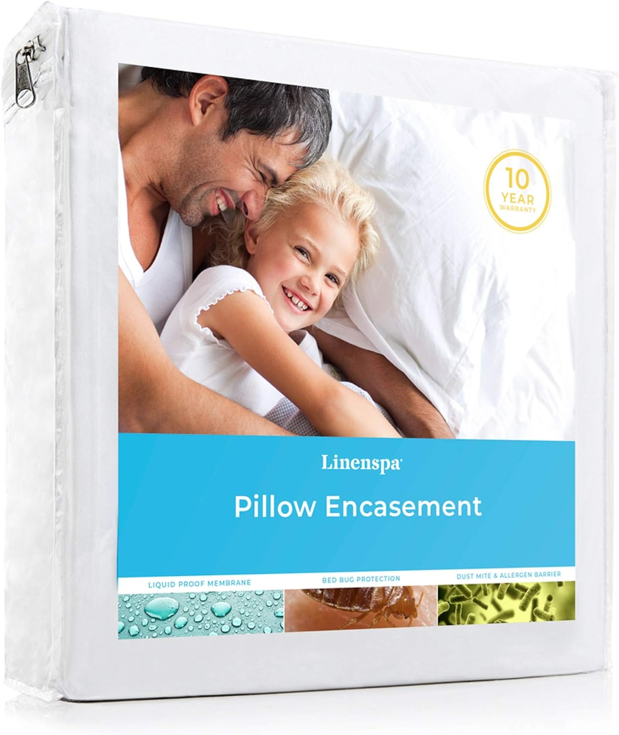Linenspa Waterproof Pillow Encasement-Blocks Out Liquid, Queen Pillow Protector, White image number 6