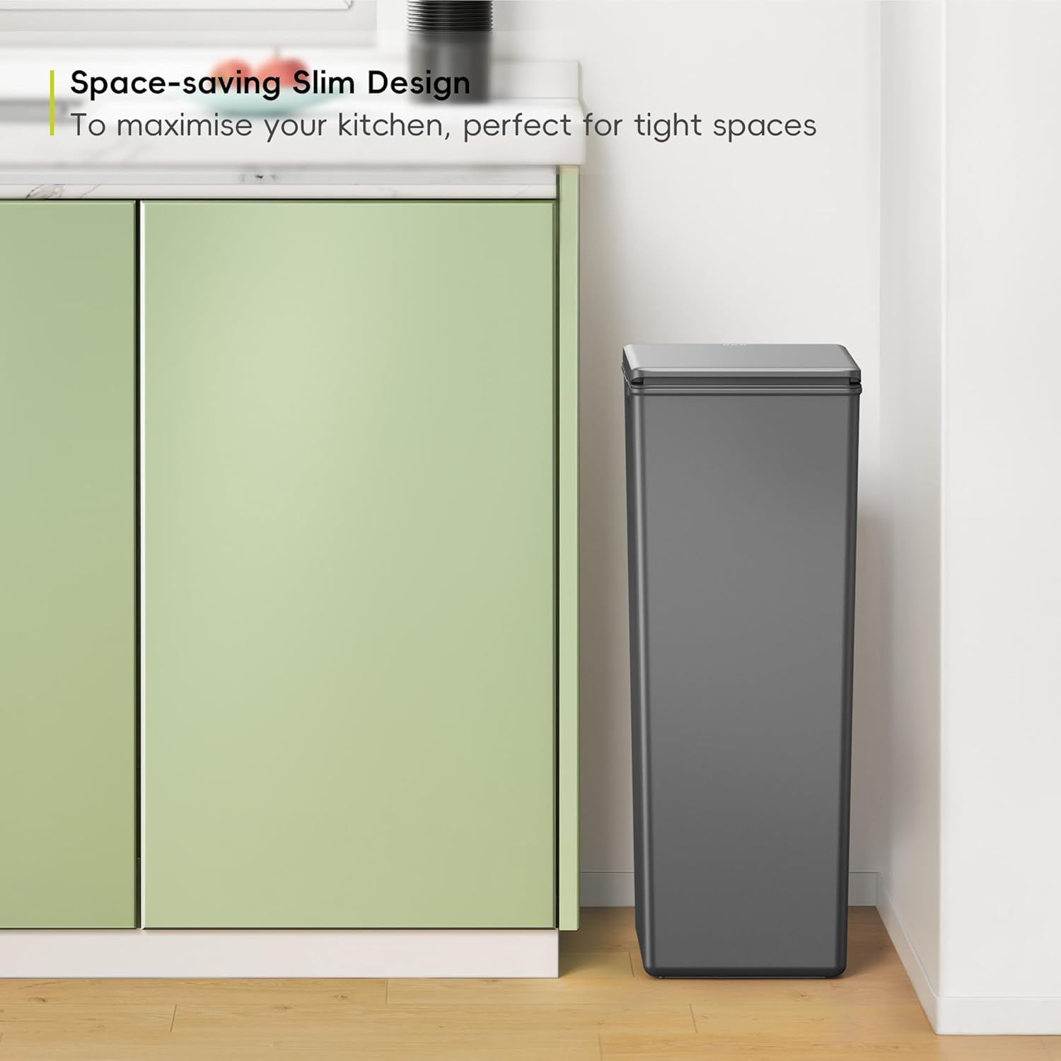 EKO - Morandi Kitchen Waste Bin - Plastic Touch Recycling Bin - Perfect for Kitchen and Home, Dark Grey, 40 Litres