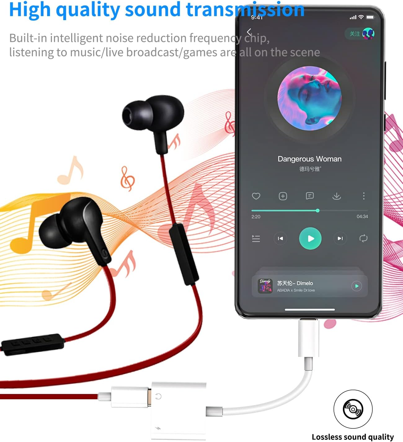 Dual USB-C Headphone Adapter(2Pack) 2In1 Charger Audio Splitter Cable Apple Iphone15 Pro Max plus Ipad Pro Air Mini DAC Type C Jack Dongle for Compatible for Samsung LG CJJ-AU image number 6