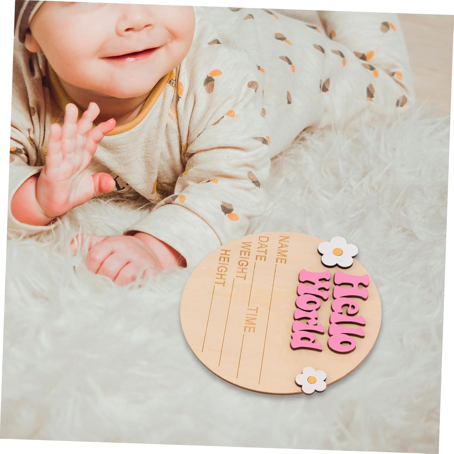 Beaupretty Announcement Sign Newborn Nursery Decor Milestone Plaque Safe Birth Name Plate for Photo Props and Party Celebration image number 6