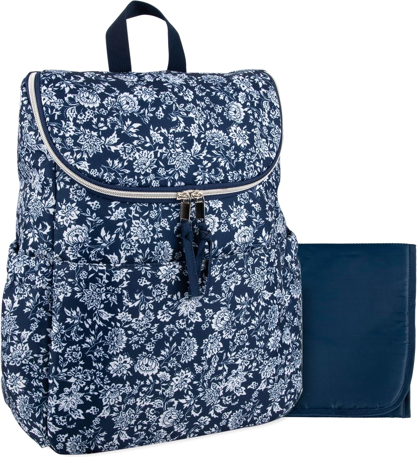 Multi-Function Floral Diaper Backpack and Travel Nappy Baby Bag with Changing Pad and Stroller Straps