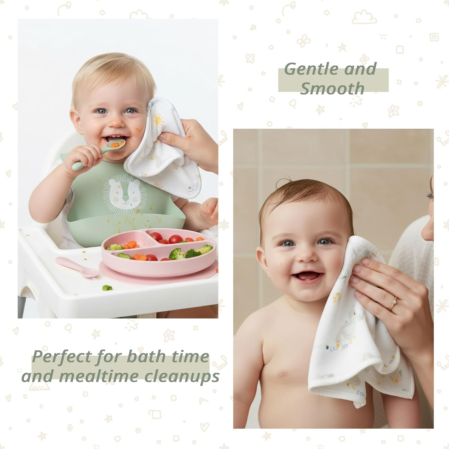 Living Textiles Soft Baby Washcloths 3 Pack - 100% Cotton Face Washers for Newborns,Gentle Wash Cloths for Baby Bath & Face, Dual-Sided Terry & Jersey Fabric, Oeko-Tex Certified (Goosey Goosey) - Assorted image number 7