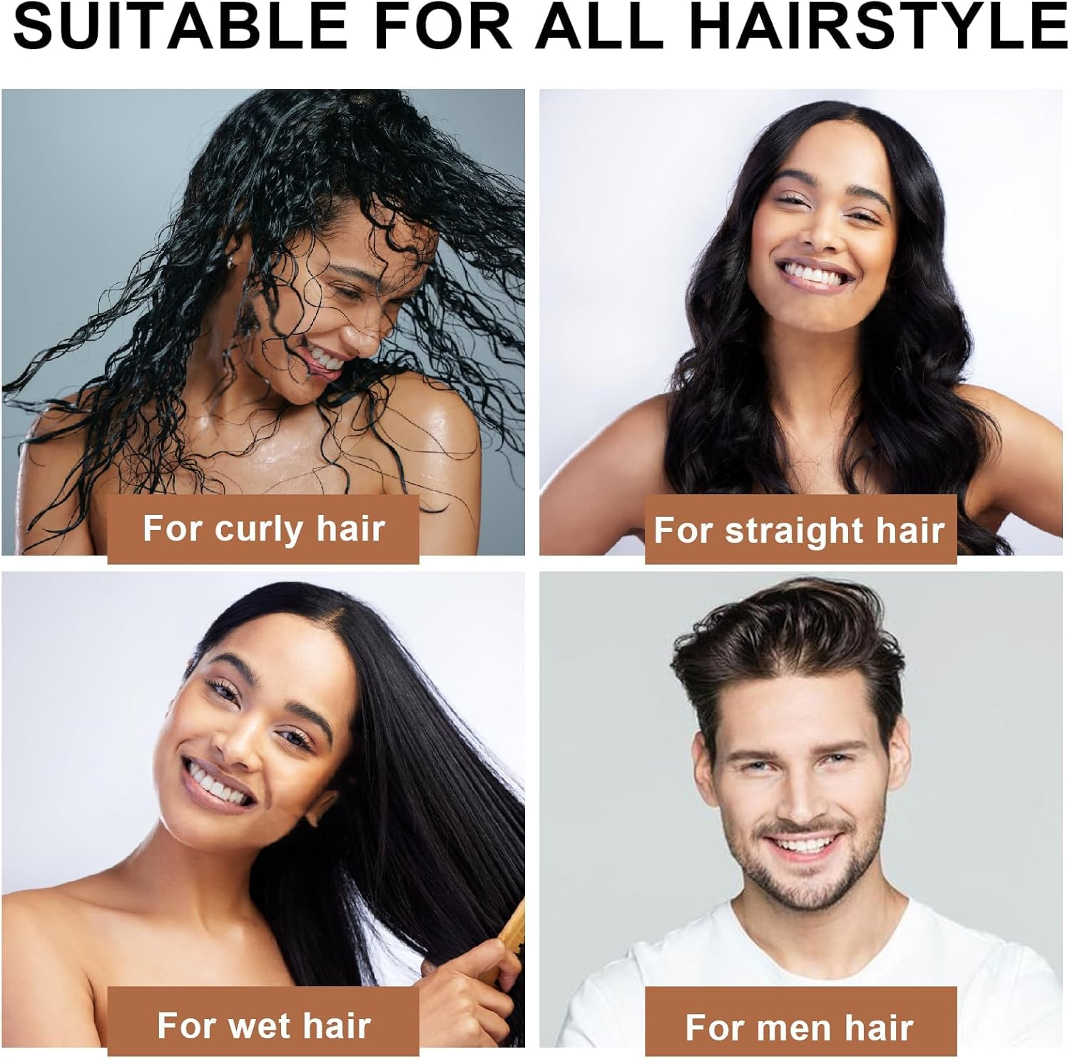 4 Pcs Natural Bamboo Comb Set for Women & Men - Wide Tooth Detangling, Beard & Labor Combs for Curly, Thick, Wavy Hair with Gift Bag image number 1