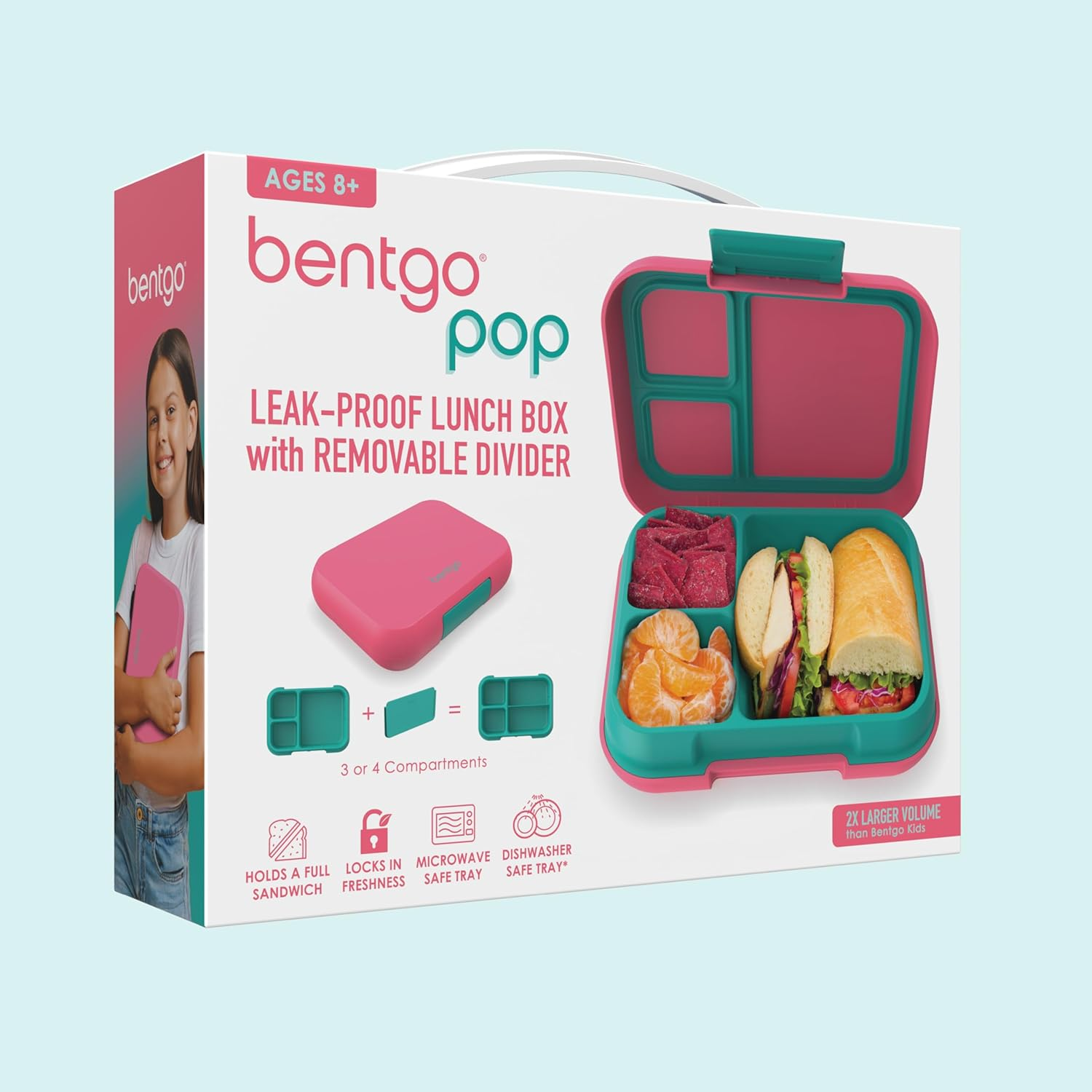 Bentgo Pop Lunch Box - Bright Coral/Teal image number 5