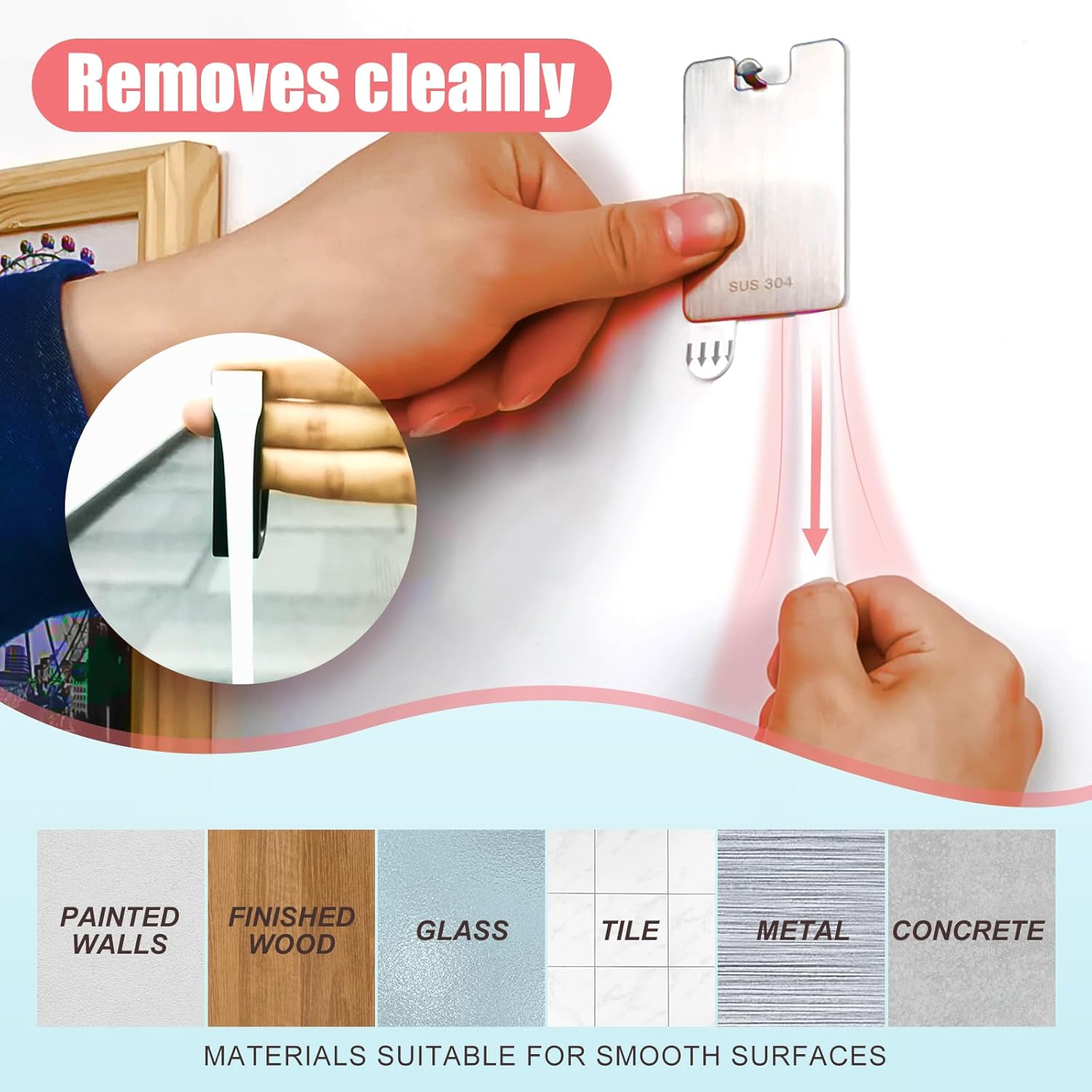 PHIXBEAR Metal Picture Frame Hangers Damage Free Hanging, Picture Hanging Hooks No Damage to Wall Paint, Sawtooth Picture Wall Hangers without Nails, Picture Hanging Strips Hardware Kit, 4 Pack