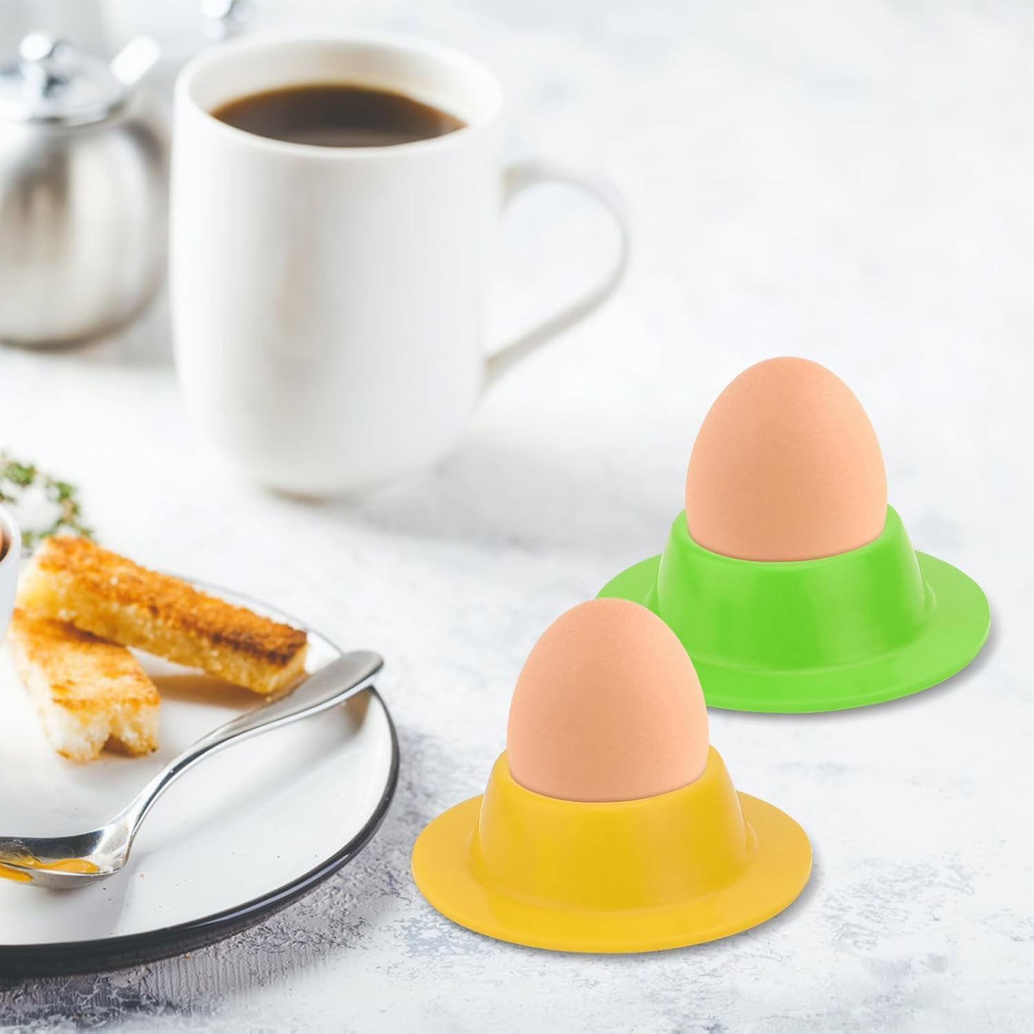 WADY 6PCS Silicone Egg Holder, Silicone Egg Cup Egg Stand Tray for Boiled Eggs, 8.6Cm Colorful Egg Cups,Egg Cup,Egg Cups for Boiled Eggs, Colorful Egg Cups for Breakfast Kitchen Outdoor Camping Kids image number 6