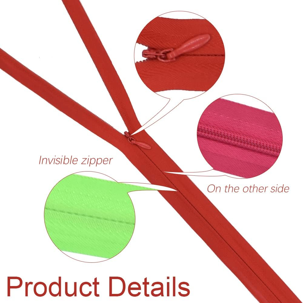 SHRJ 40Pcs Nylon Invisible Sewing Zippers, for DIY Handmade Garment Bags Home Textile Tailor Craft Sewer Crafter'S Special 20 Color (40Cm/15.7Inch) image number 2